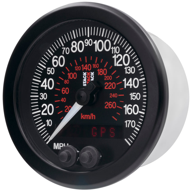 88MM SPEEDOMETER, 0-180 MPH / 290 KM/H, STACK BLK