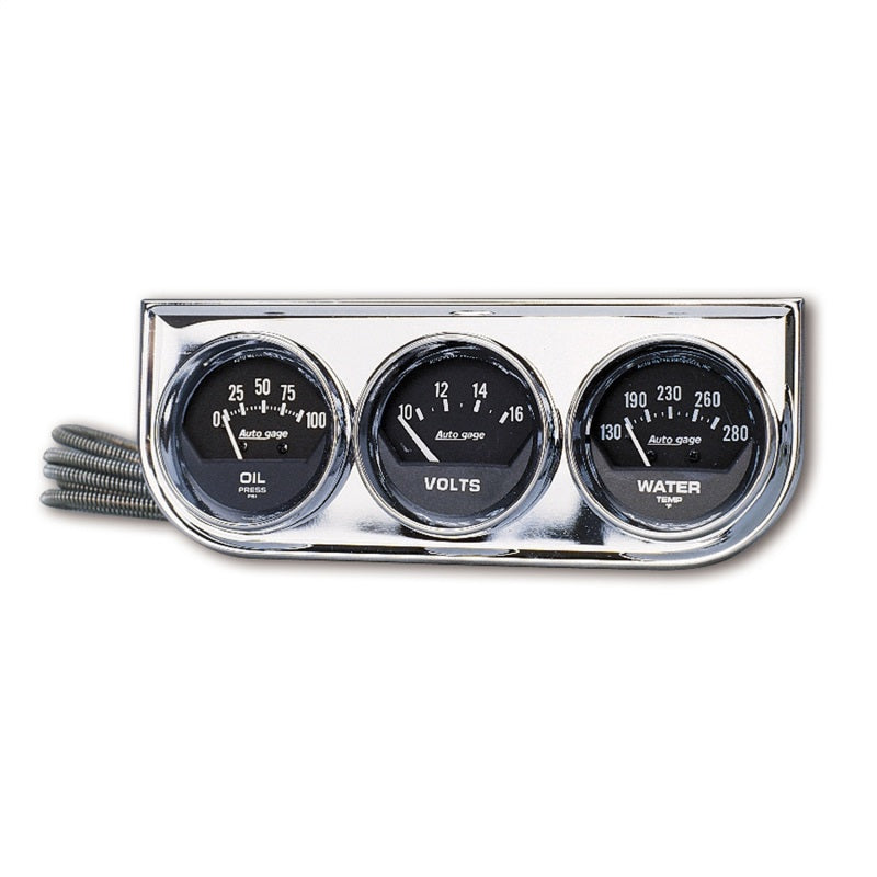 GAUGE CONSOLE, OILP/WTMP/VOLT, 2-1/16", 100 PSI/280 °F/16V, BLK DIAL, CHROME BZL, AG