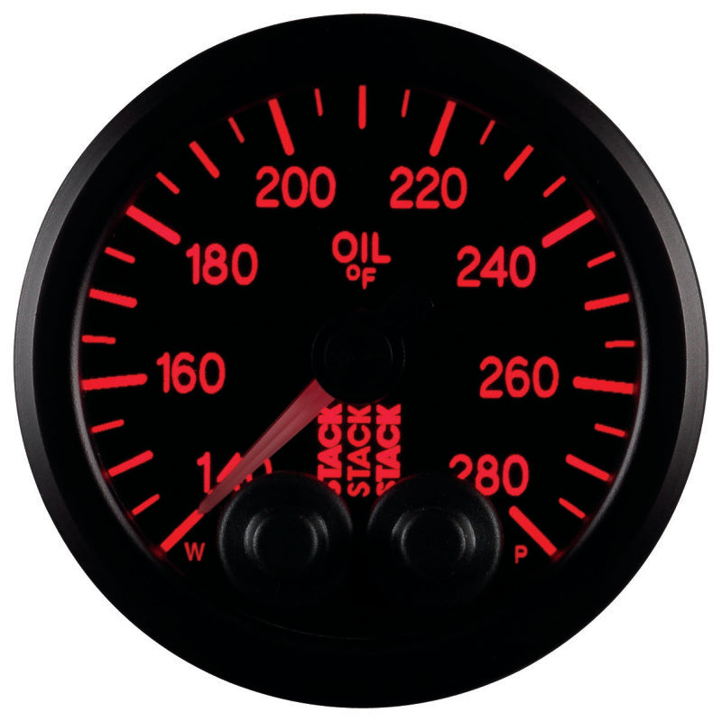 OIL TEMP, PRO-CONTROL, 52MM, BLK, 140-280 °F, 1/8" NPTF MALE