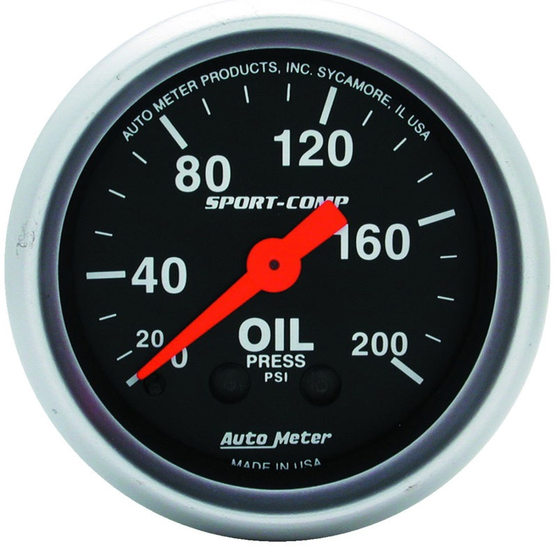 2-1/16" OIL PRESSURE, 0-200 PSI, SPORT-COMP