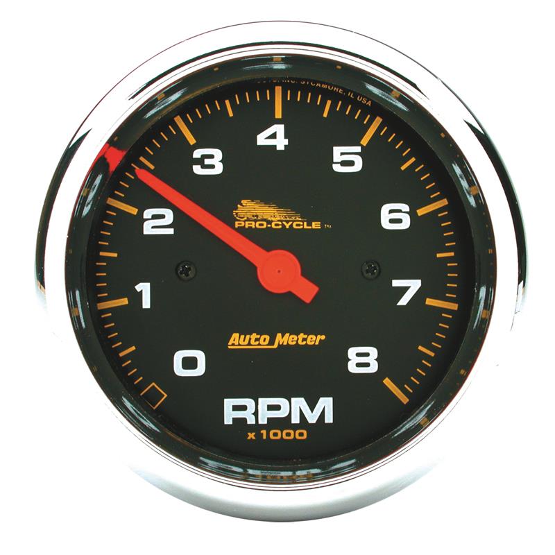 3-3/4" TACHOMETER, 0-8,000 RPM, BLACK, PRO-CYCLE
