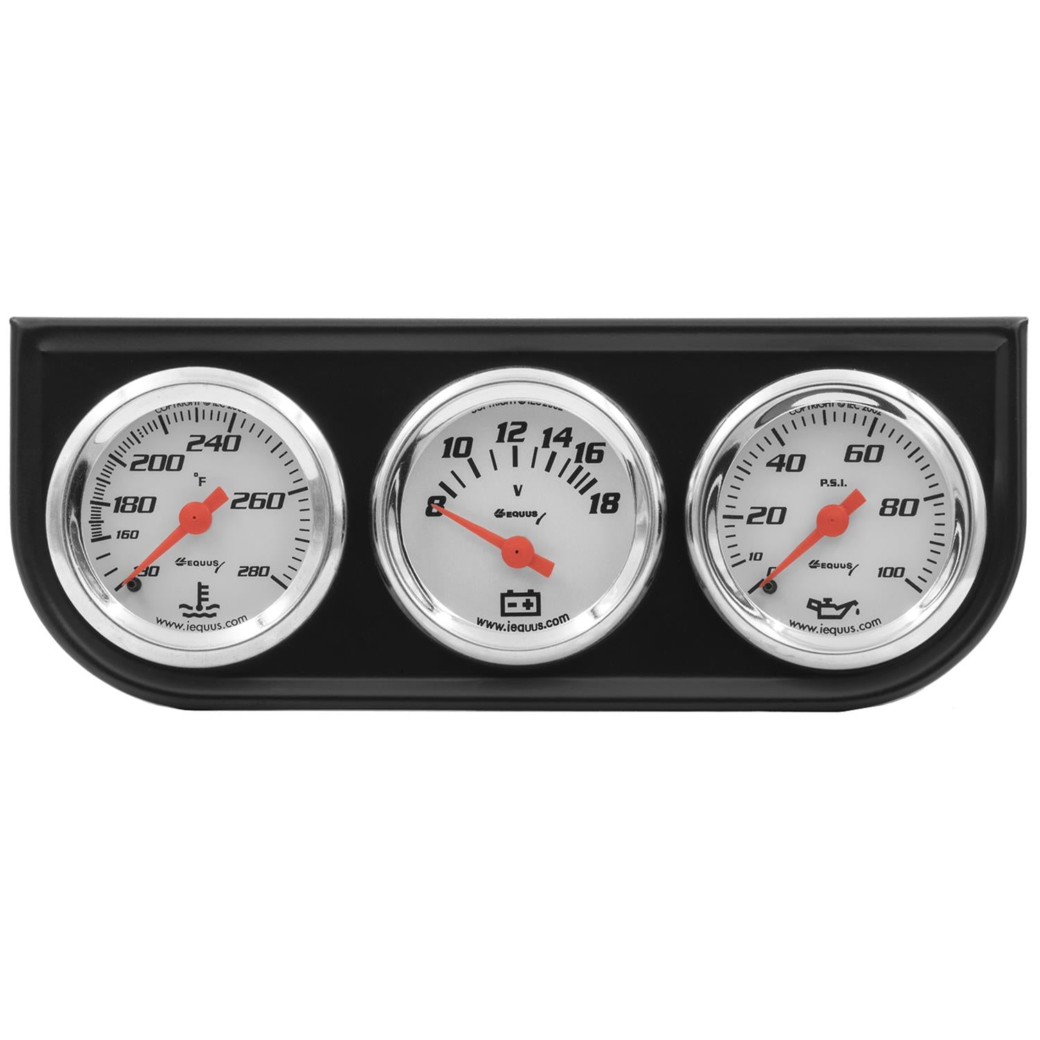 Equus E5100 5000 Series 1-1/2" White Volt Triple Gauge Kit