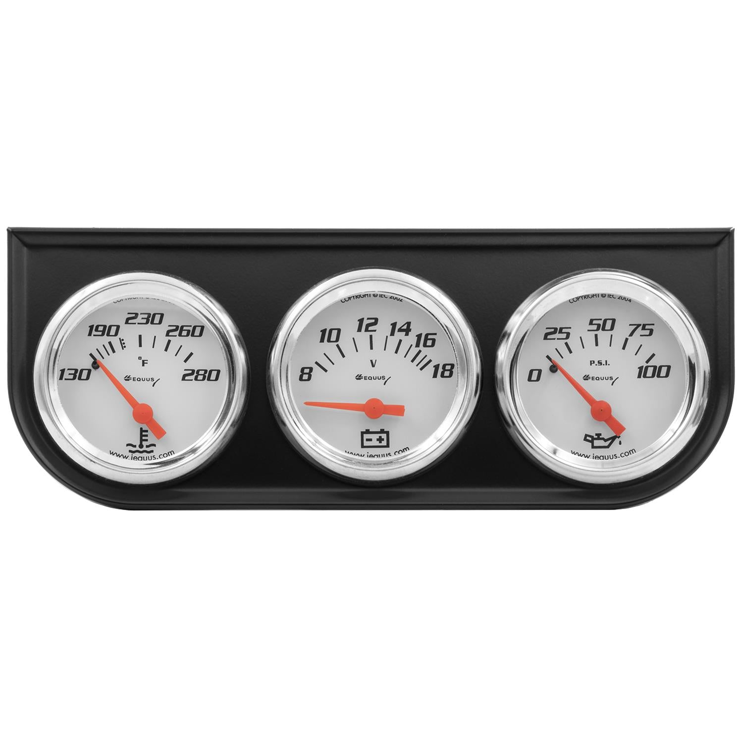 Equus E5200 5000 Series 2" White Volt Triple Gauge Kit