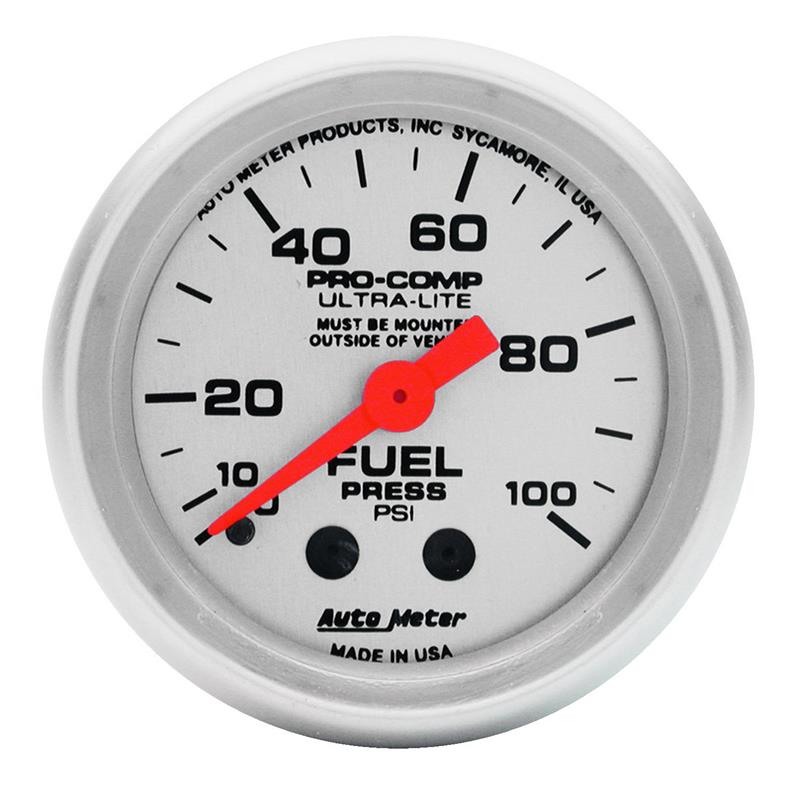 2-1/16" FUEL PRESSURE, 0-100 PSI, ULTRA-LITE