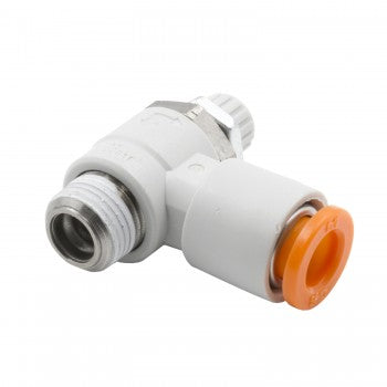 NEEDLE VALVE, RIGHT ANGLE, 1/4" OD QUICK DISCONNECT TO 1/8"NPT THREAD (METER OUT)