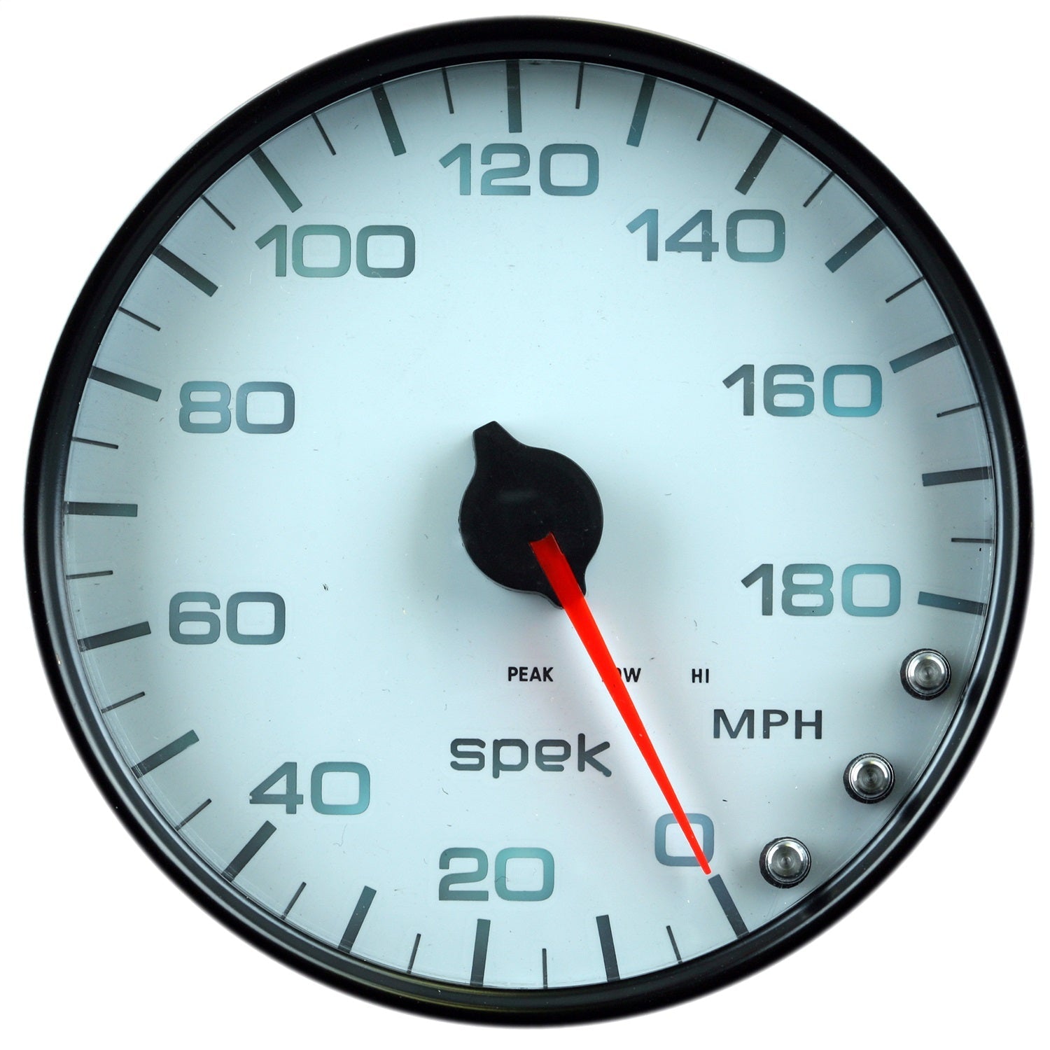 5" SPEEDOMETER, 0-180 MPH, SPEK-PRO, WHITE/BLACK