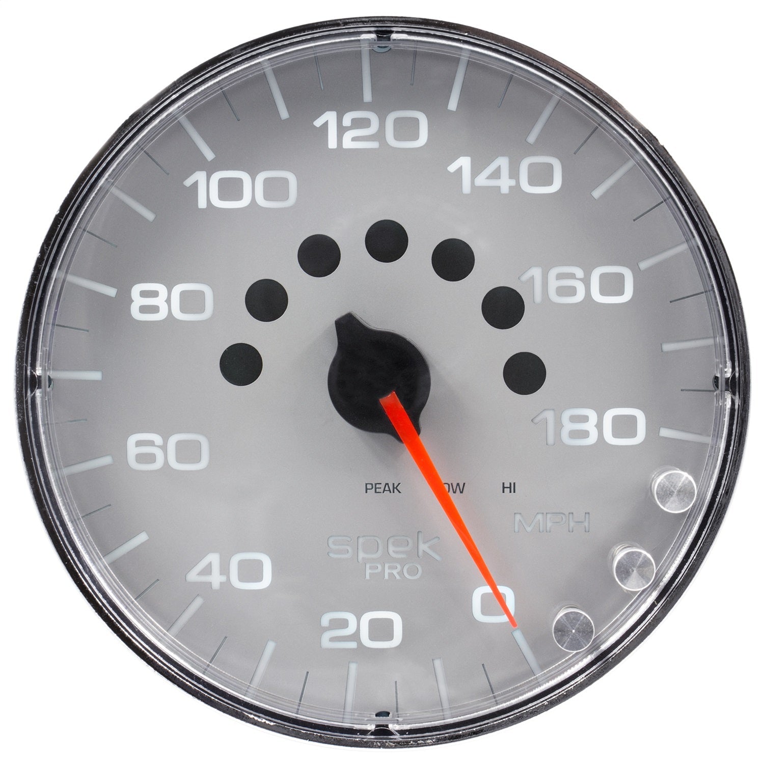 5" SPEEDOMETER, 0-180 MPH, SPEK-PRO, SILVER/CHROME