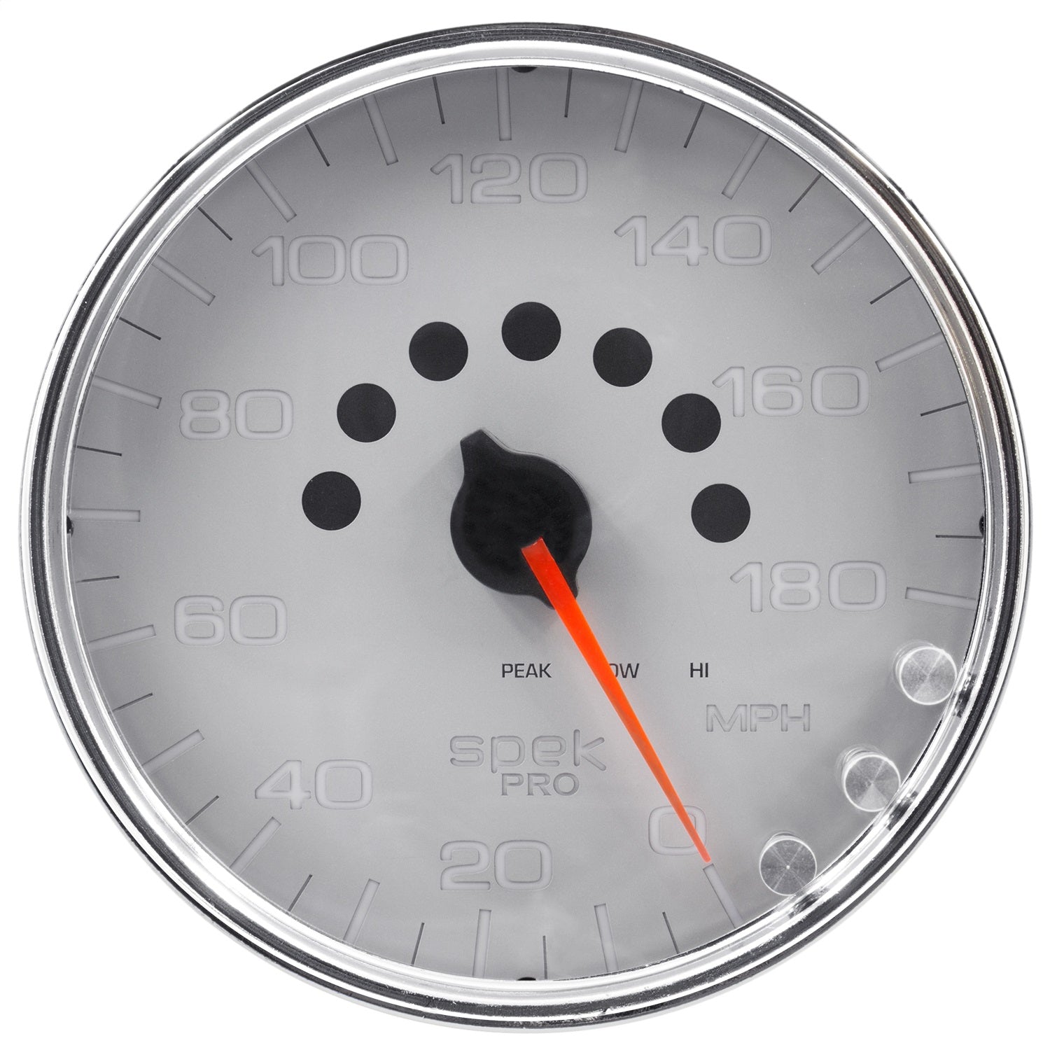 5" SPEEDOMETER, 0-180 MPH, SPEK-PRO, SILVER/CHROME