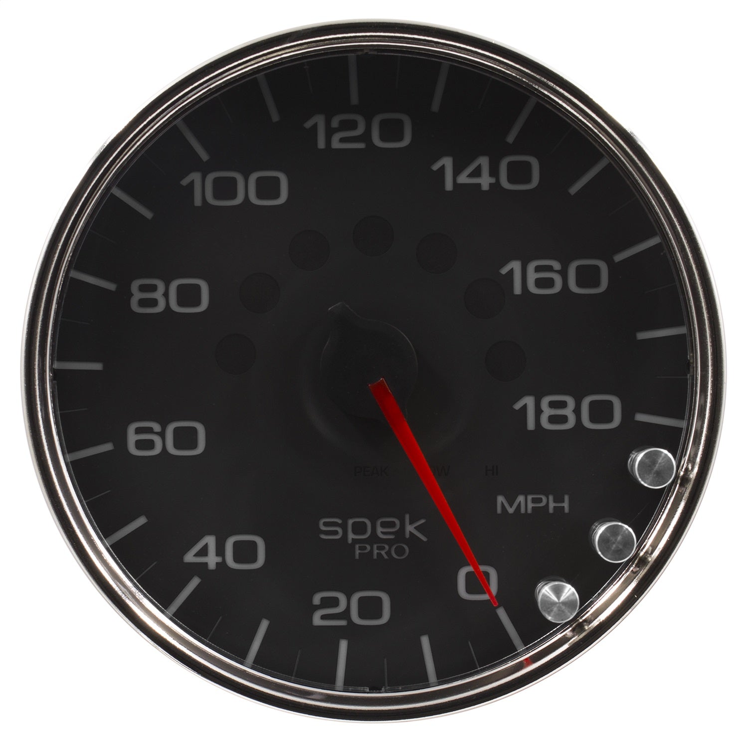 5" SPEEDOMETER, 0-180 MPH, SPEK-PRO, BLACK/CHROME