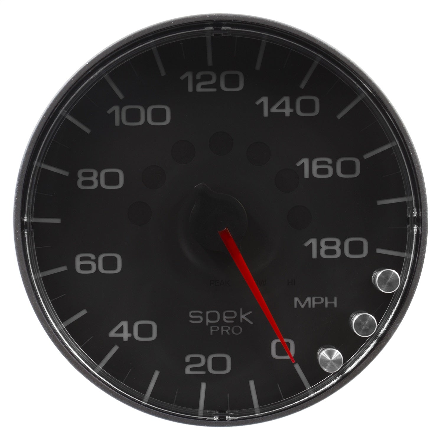 5" SPEEDOMETER, 0-180 MPH, SPEK-PRO, BLACK/BLACK