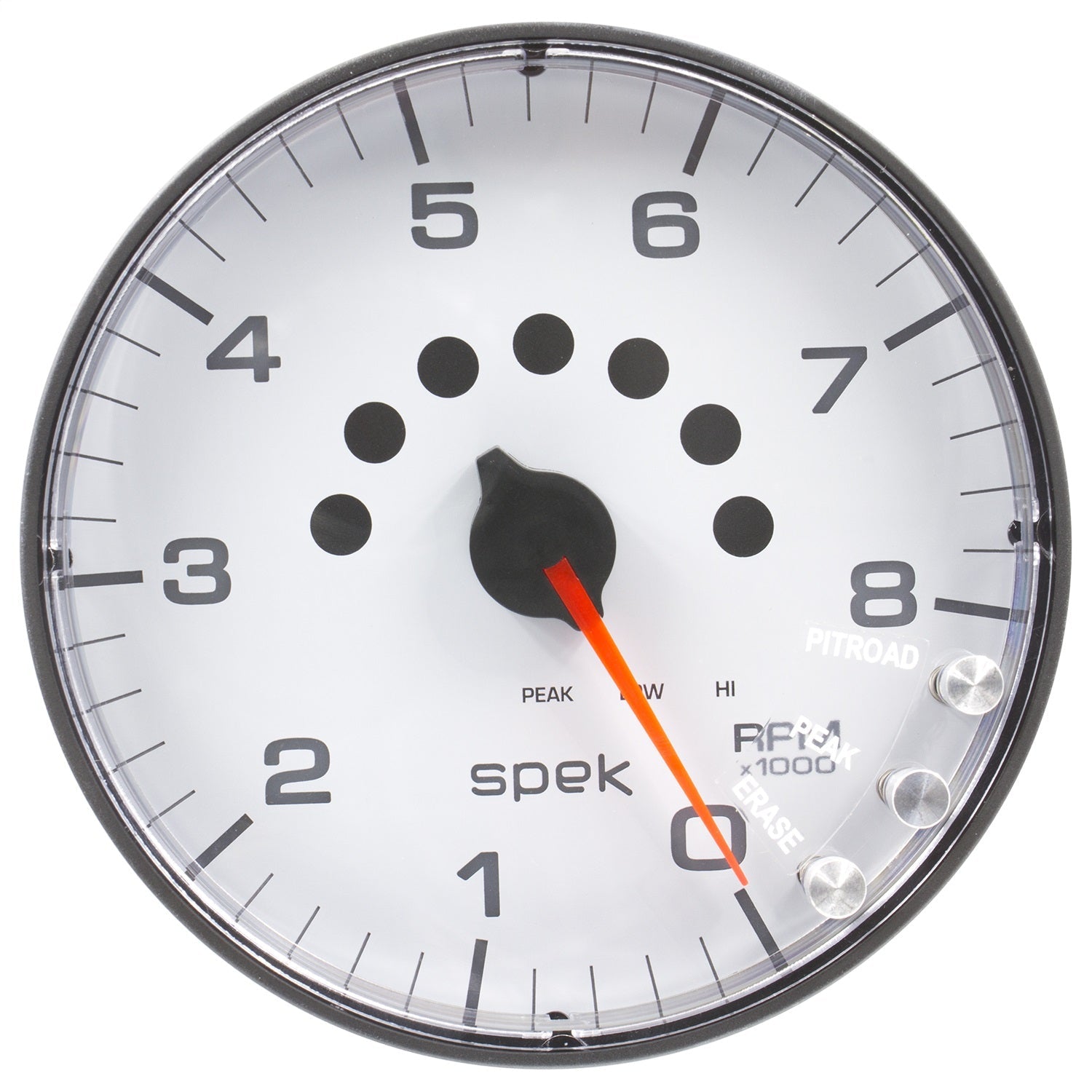5" IN-DASH TACHOMETER, 0-8,000 RPM, SPEK-PRO, WHITE/BLACK