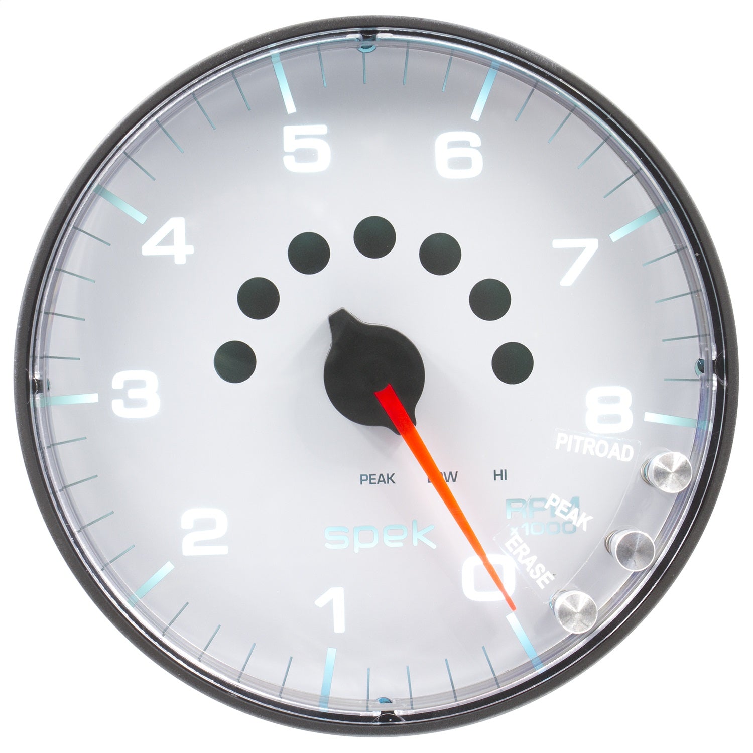 5" IN-DASH TACHOMETER, 0-8,000 RPM, SPEK-PRO, WHITE/BLACK