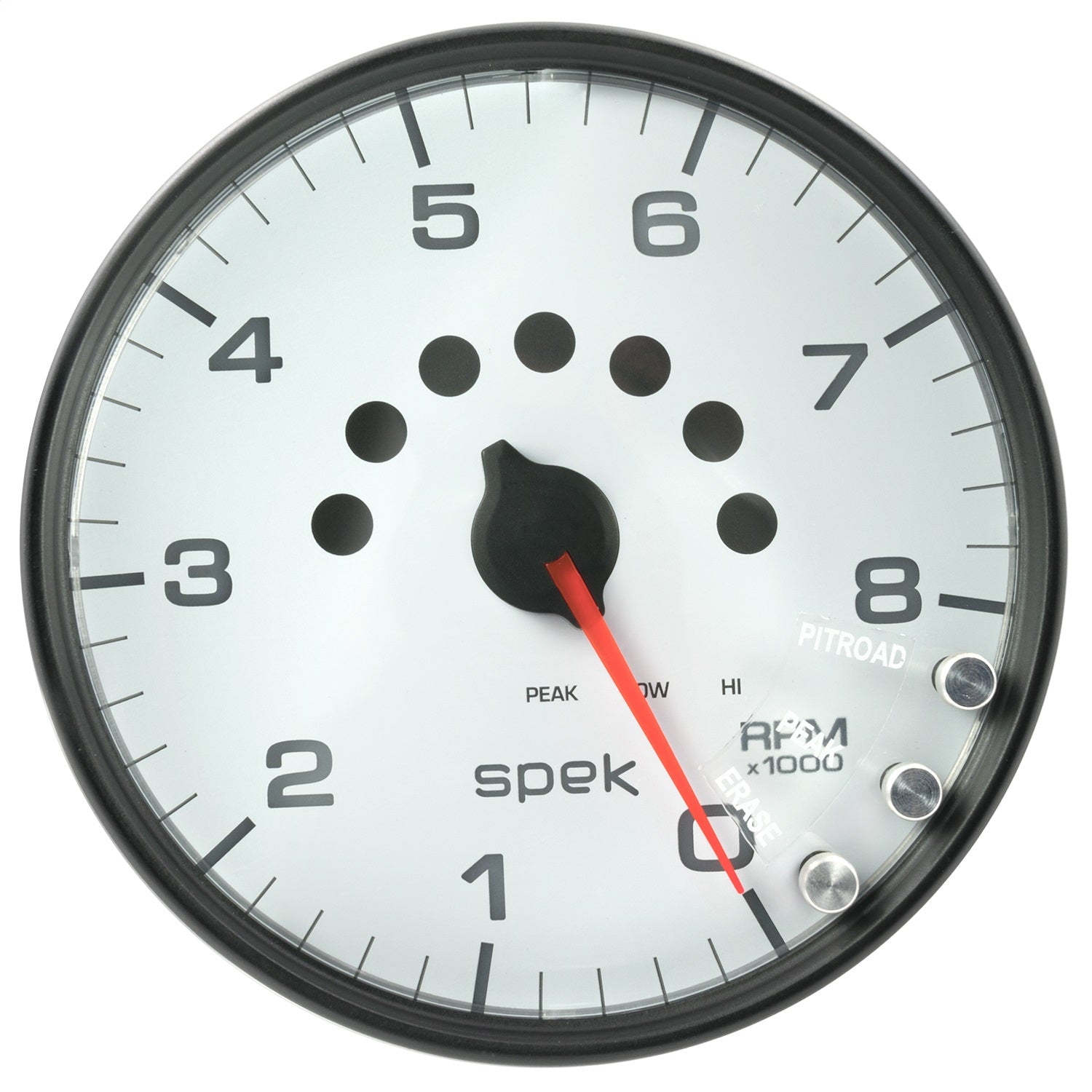 5" IN-DASH TACHOMETER, 0-8,000 RPM, SPEK-PRO, WHITE/BLACK
