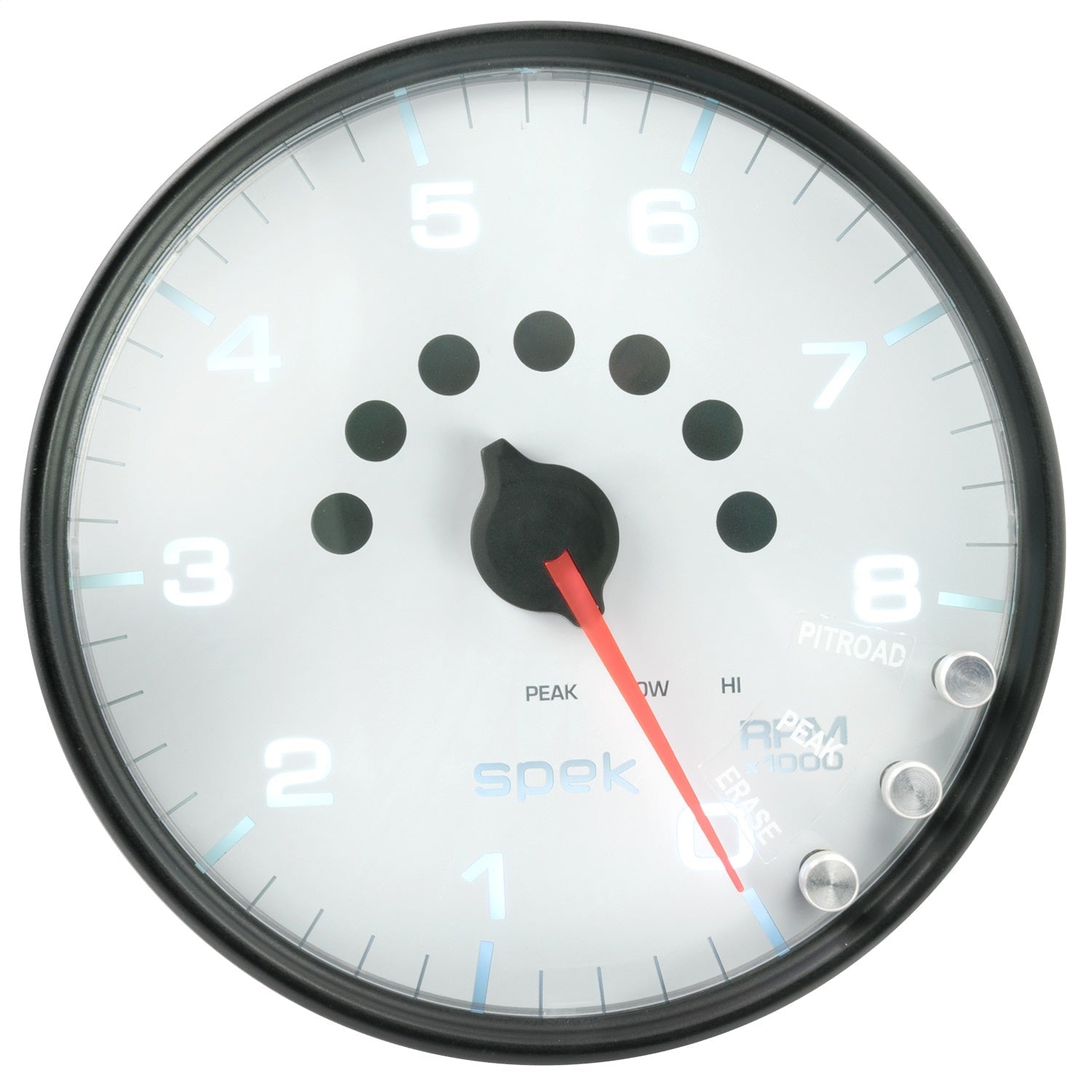 5" IN-DASH TACHOMETER, 0-8,000 RPM, SPEK-PRO, WHITE/BLACK