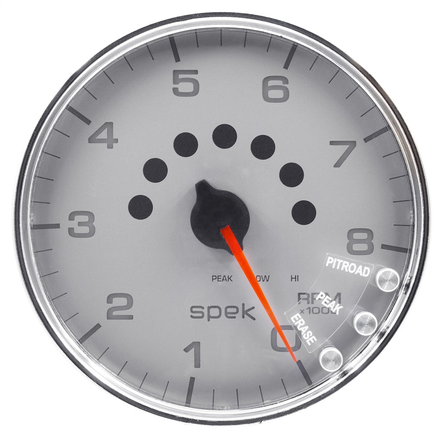 5" IN-DASH TACHOMETER, 0-8,000 RPM, SPEK-PRO, SILVER/CHROME