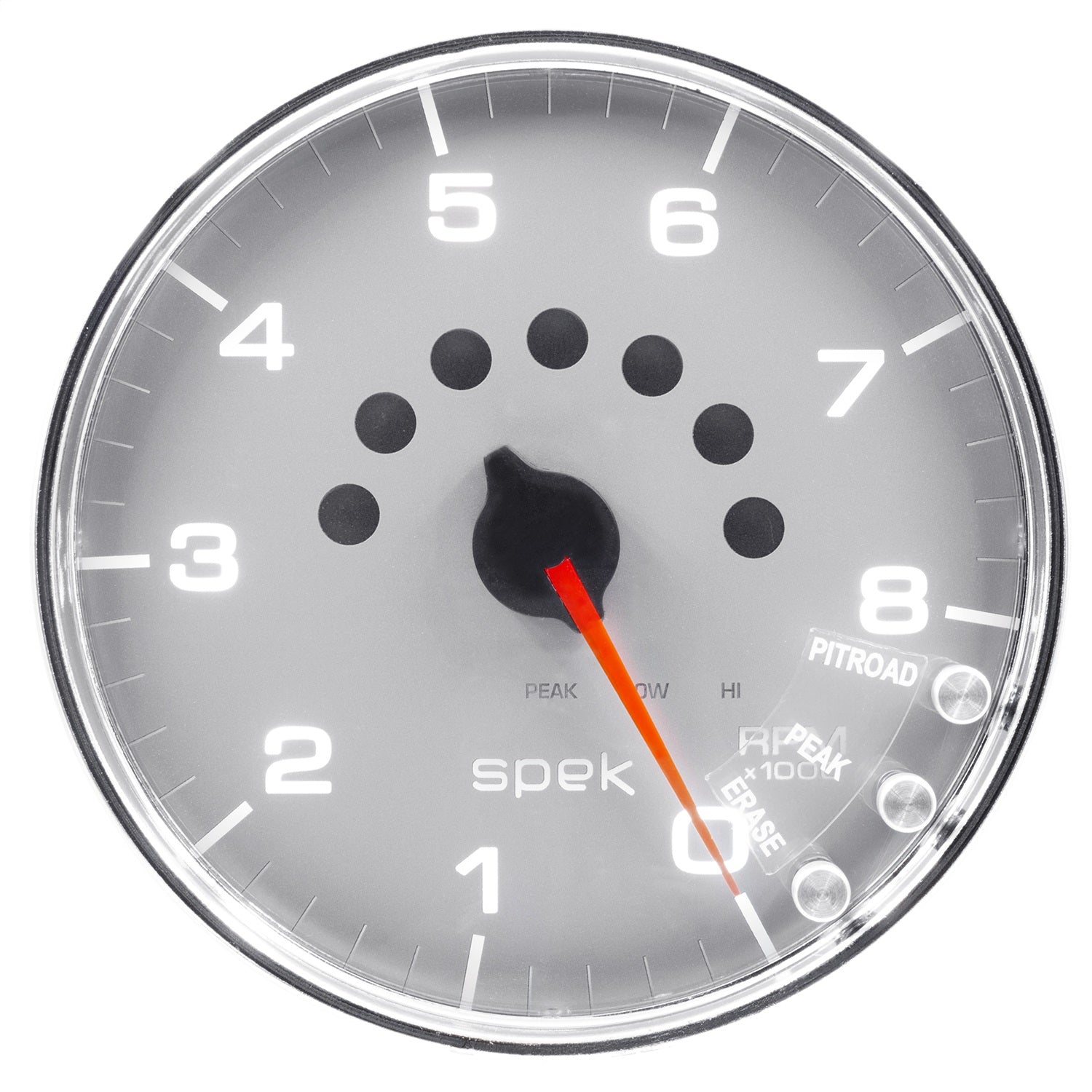 5" IN-DASH TACHOMETER, 0-8,000 RPM, SPEK-PRO, SILVER/CHROME