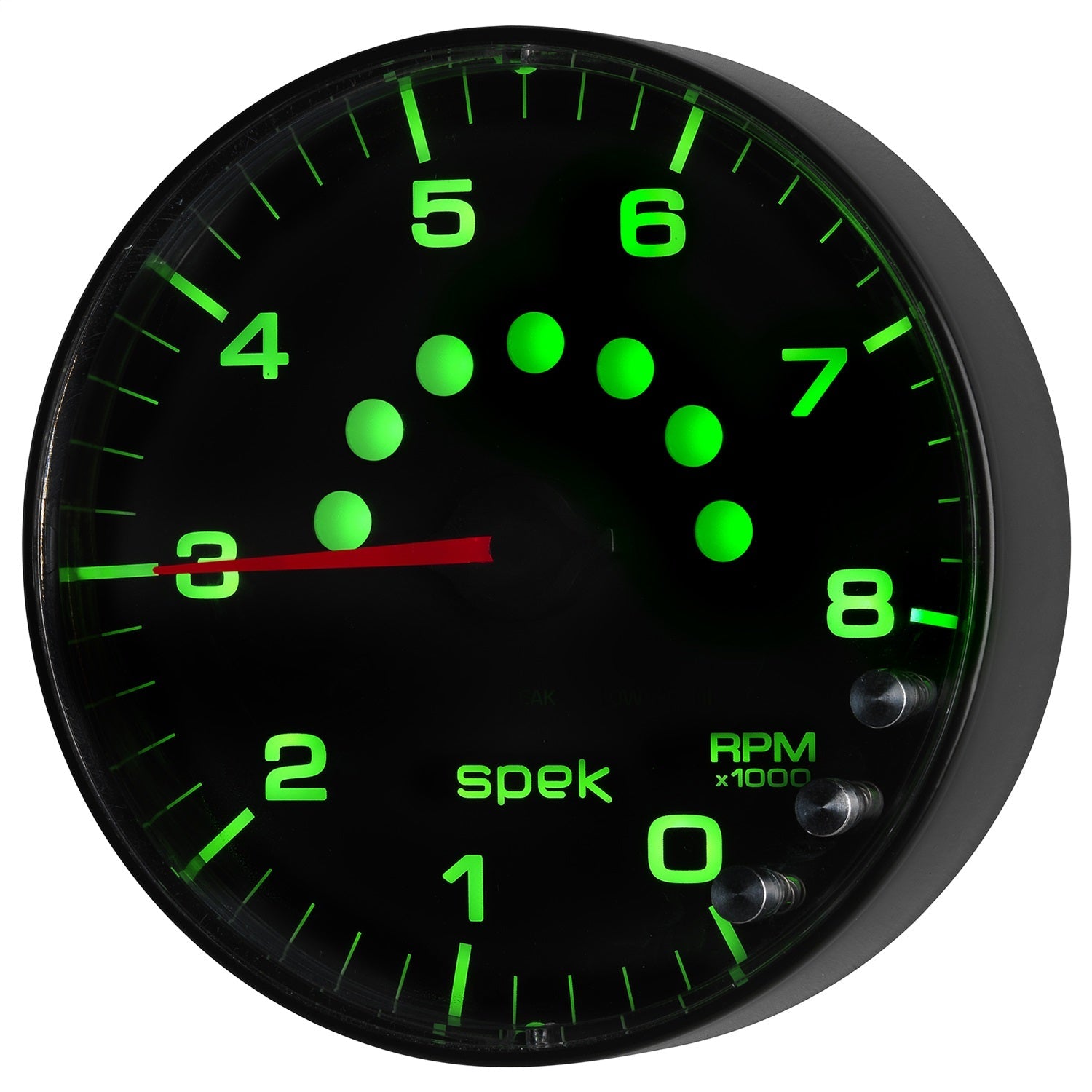 5" IN-DASH TACHOMETER, 0-8,000 RPM, SPEK-PRO, BLACK/BLACK
