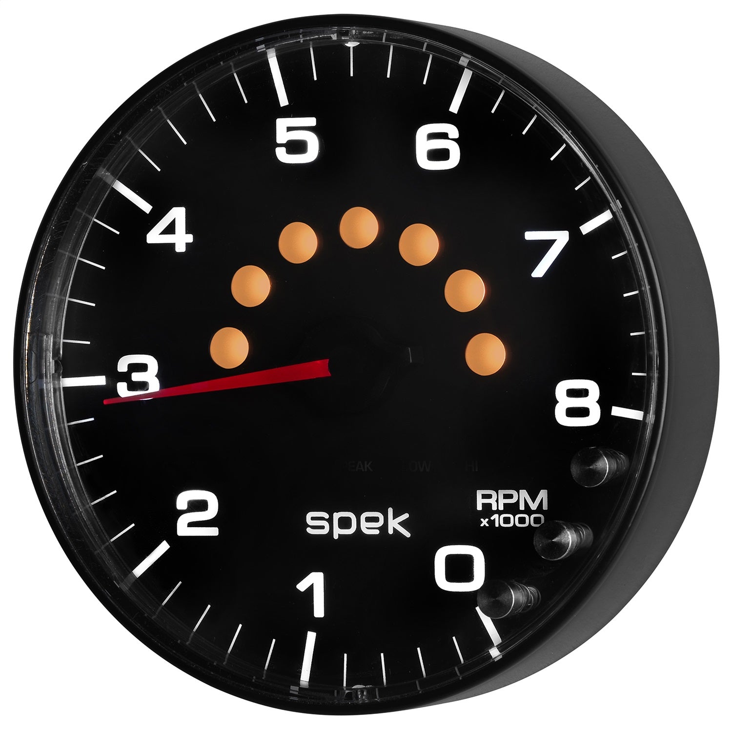 5" IN-DASH TACHOMETER, 0-8,000 RPM, SPEK-PRO, BLACK/BLACK