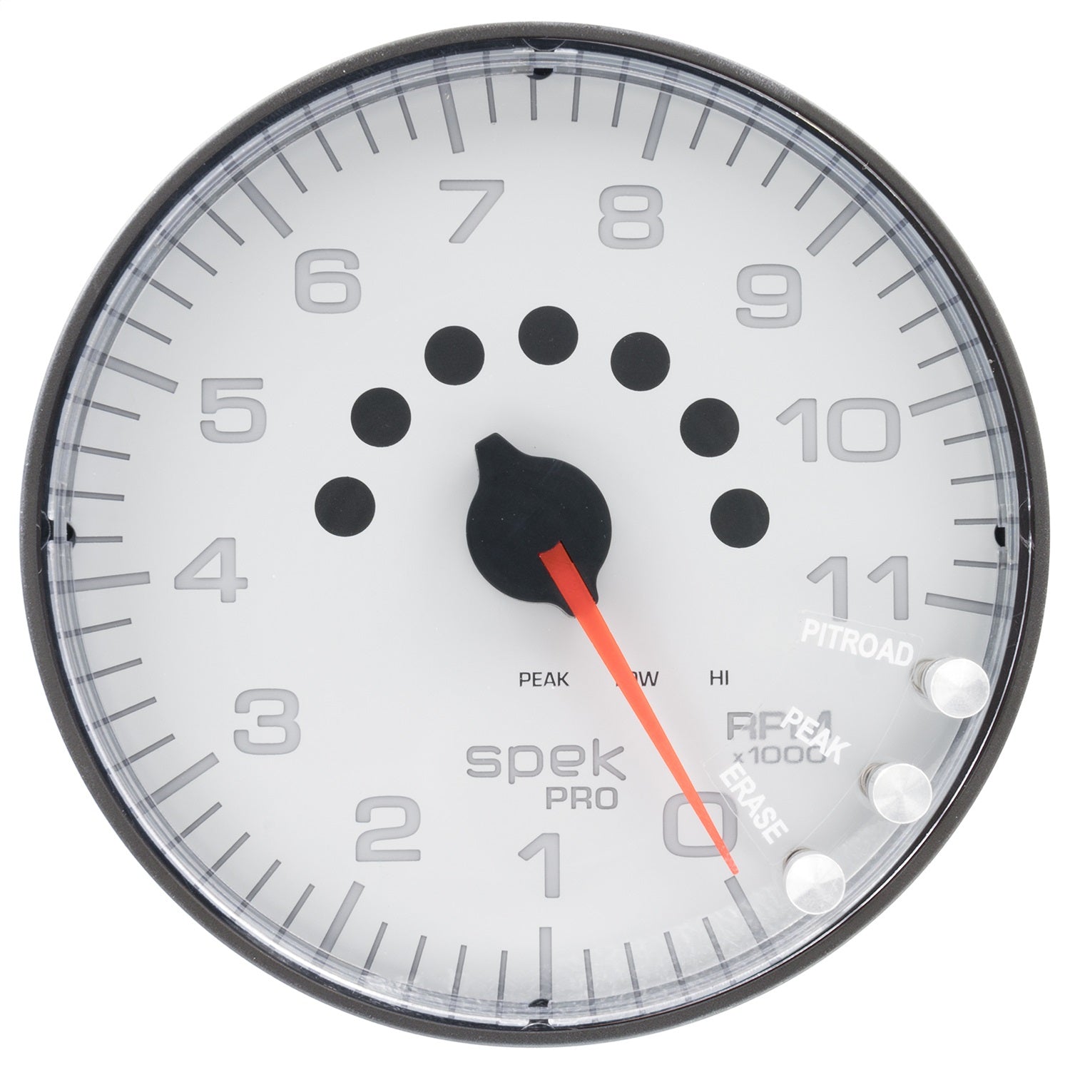 5" IN-DASH TACHOMETER, 0-11,000 RPM, SPEK-PRO, WHITE/BLACK