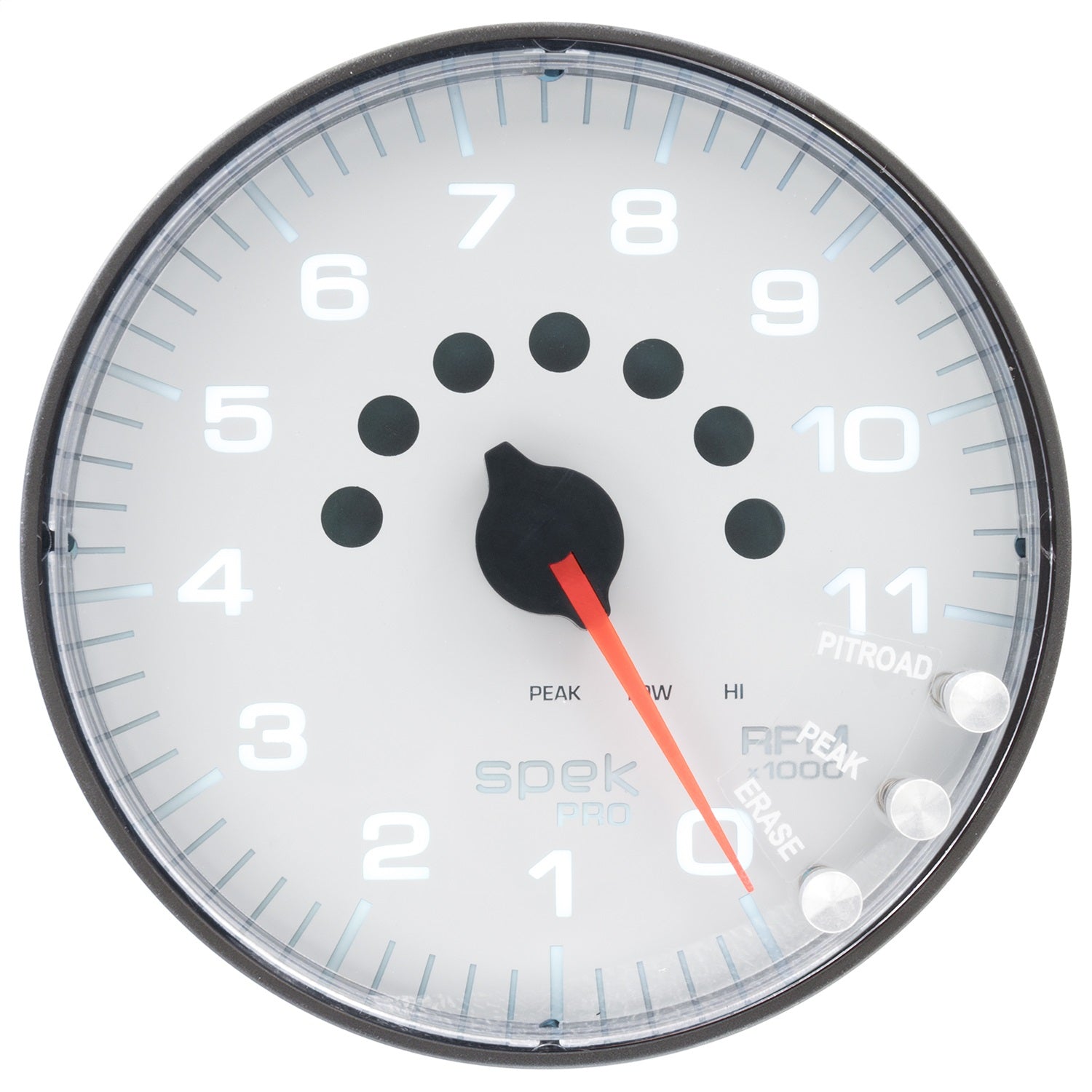 5" IN-DASH TACHOMETER, 0-11,000 RPM, SPEK-PRO, WHITE/BLACK