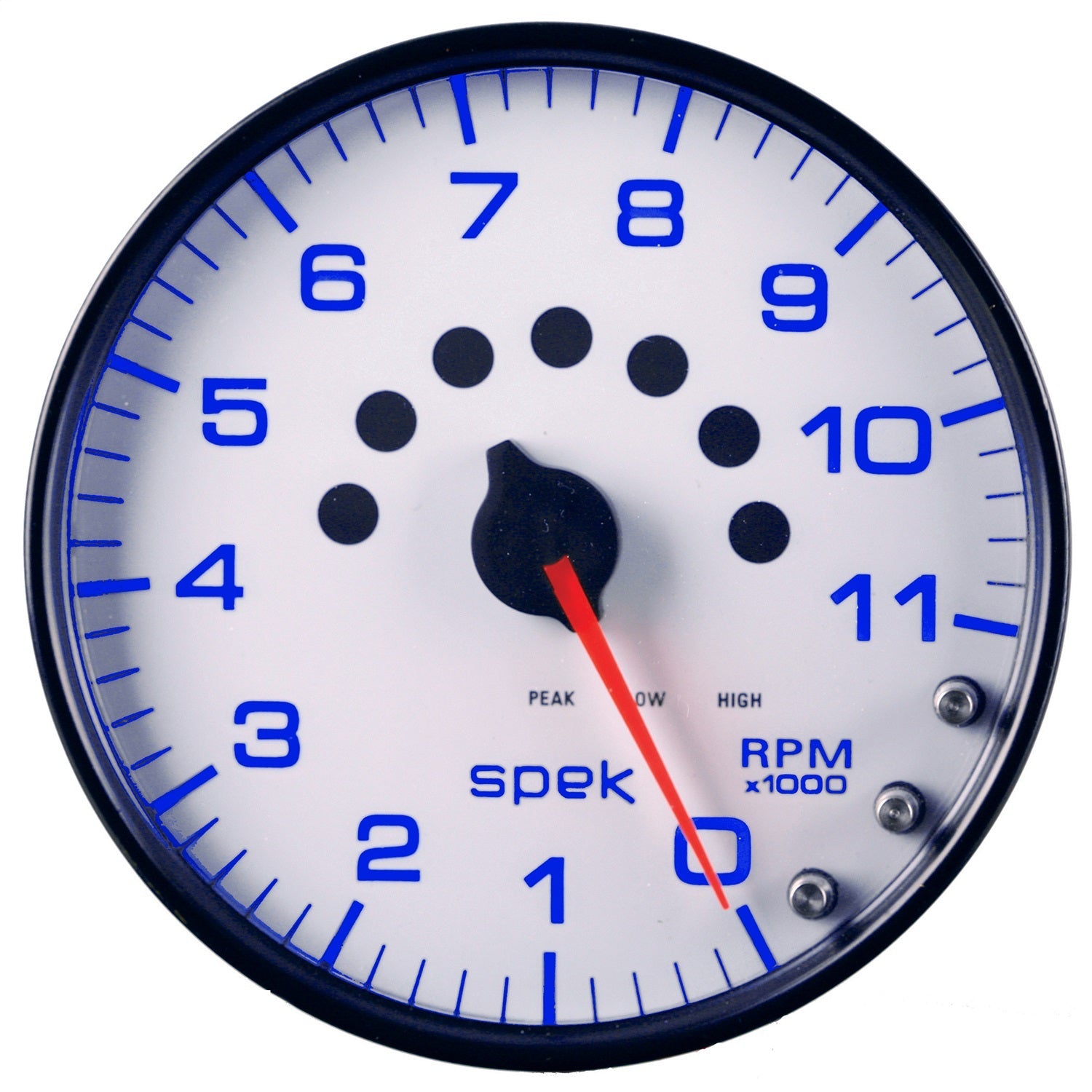 5" IN-DASH TACHOMETER, 0-11,000 RPM, SPEK-PRO, WHITE/BLACK