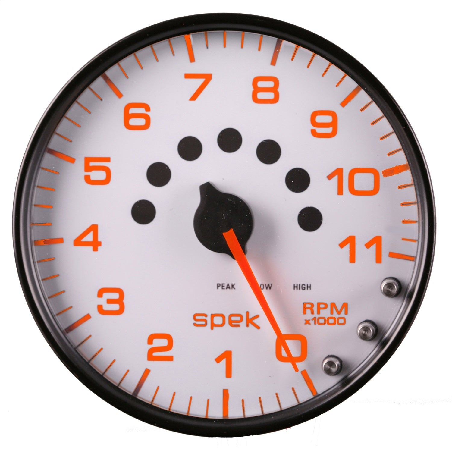 5" IN-DASH TACHOMETER, 0-11,000 RPM, SPEK-PRO, WHITE/BLACK