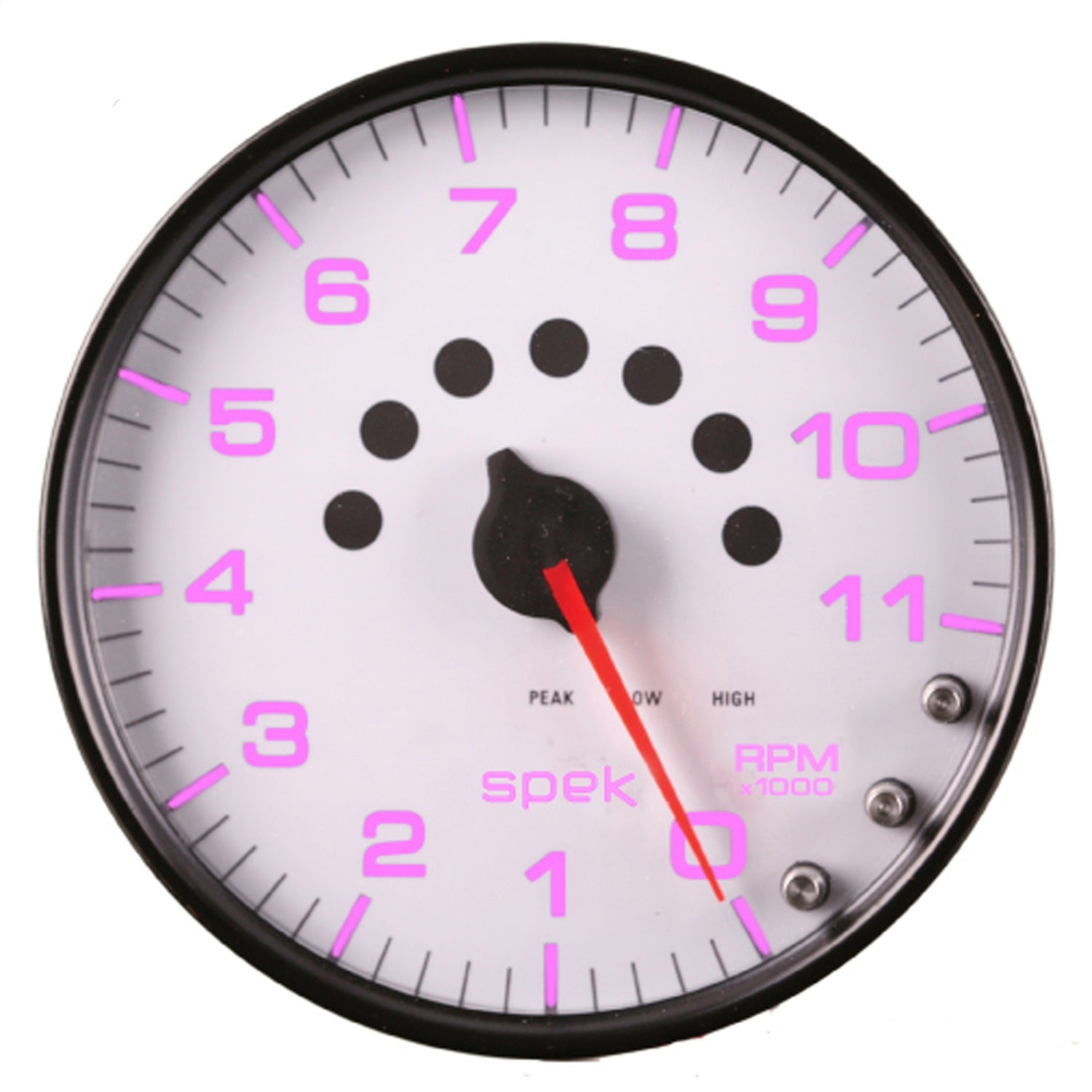 5" IN-DASH TACHOMETER, 0-11,000 RPM, SPEK-PRO, WHITE/BLACK