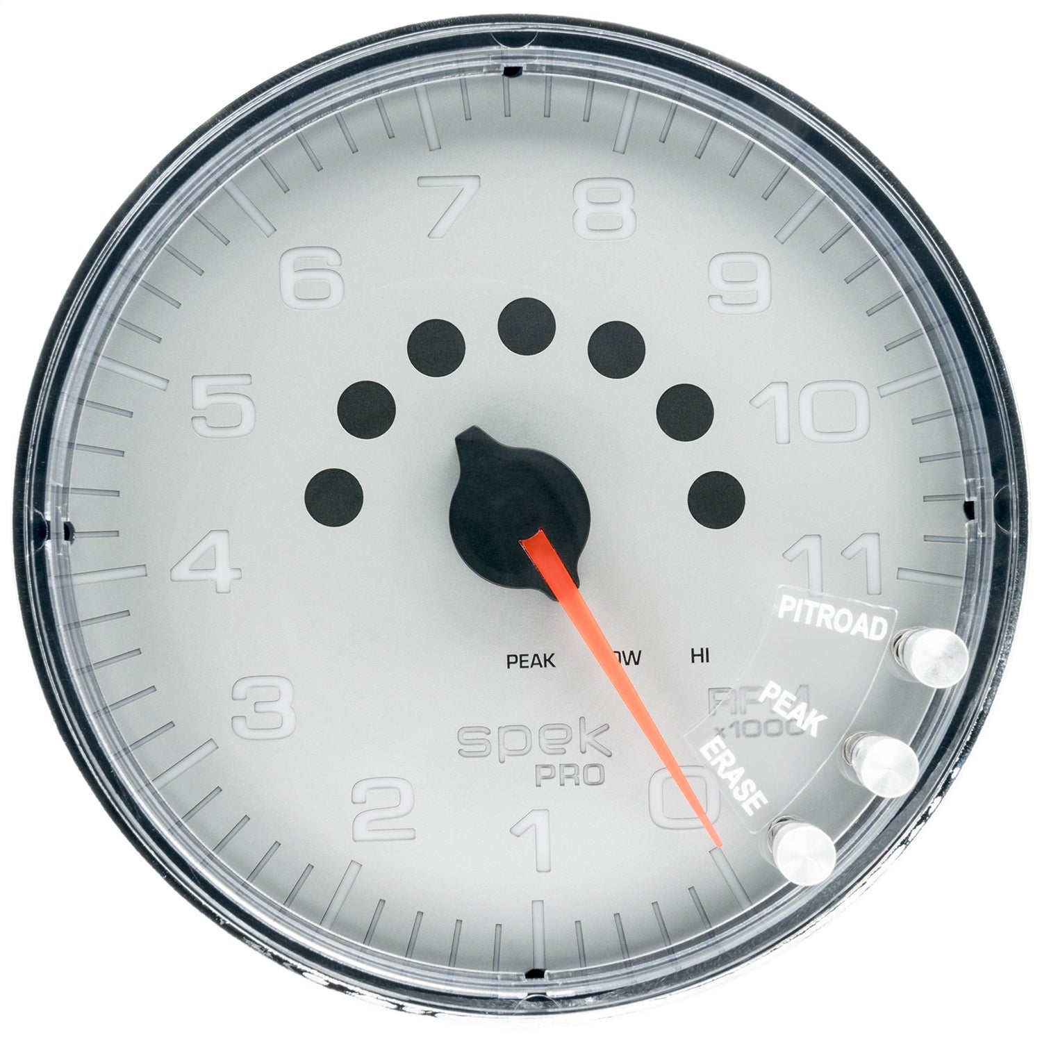 5" IN-DASH TACHOMETER, 0-11,000 RPM, SPEK-PRO, SILVER/CHROME