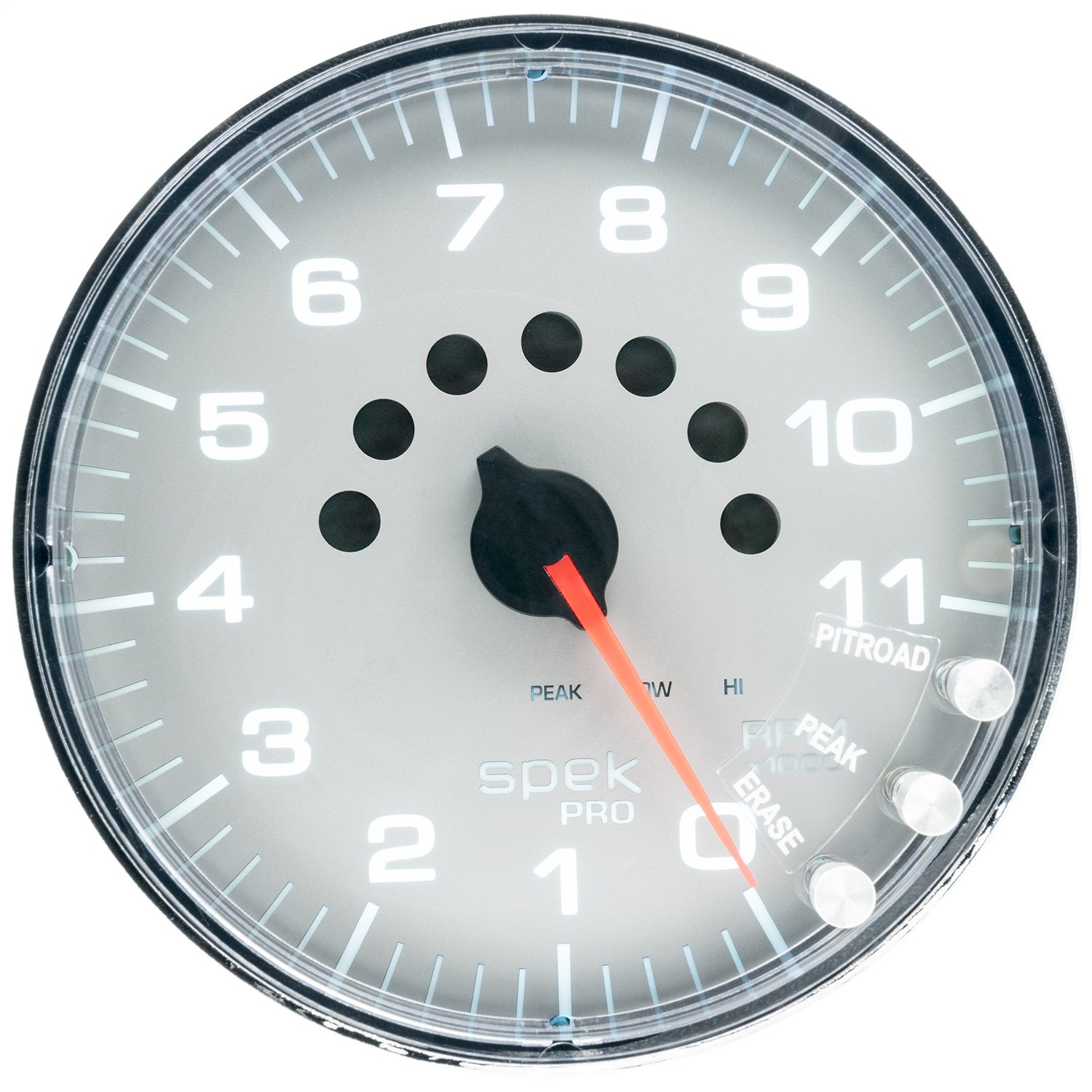 5" IN-DASH TACHOMETER, 0-11,000 RPM, SPEK-PRO, SILVER/CHROME