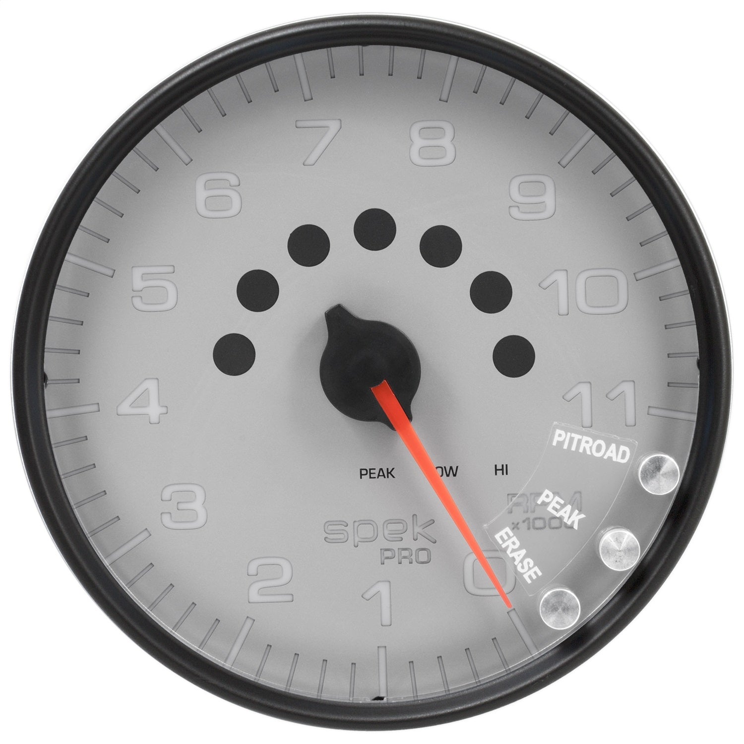 5" IN-DASH TACHOMETER, 0-11,000 RPM, SPEK-PRO, SILVER/BLACK