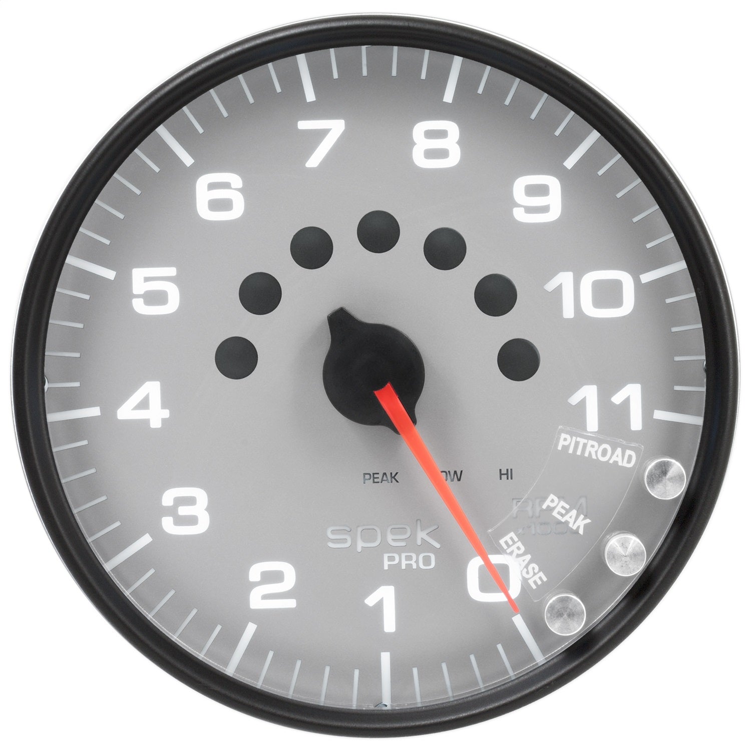 5" IN-DASH TACHOMETER, 0-11,000 RPM, SPEK-PRO, SILVER/BLACK