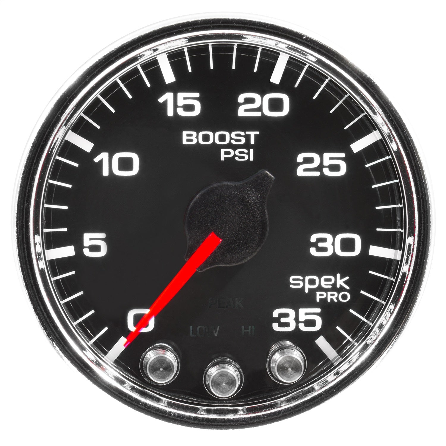 2-1/16" BOOST, 0-35 PSI, SPEK-PRO, BLACK/CHROME