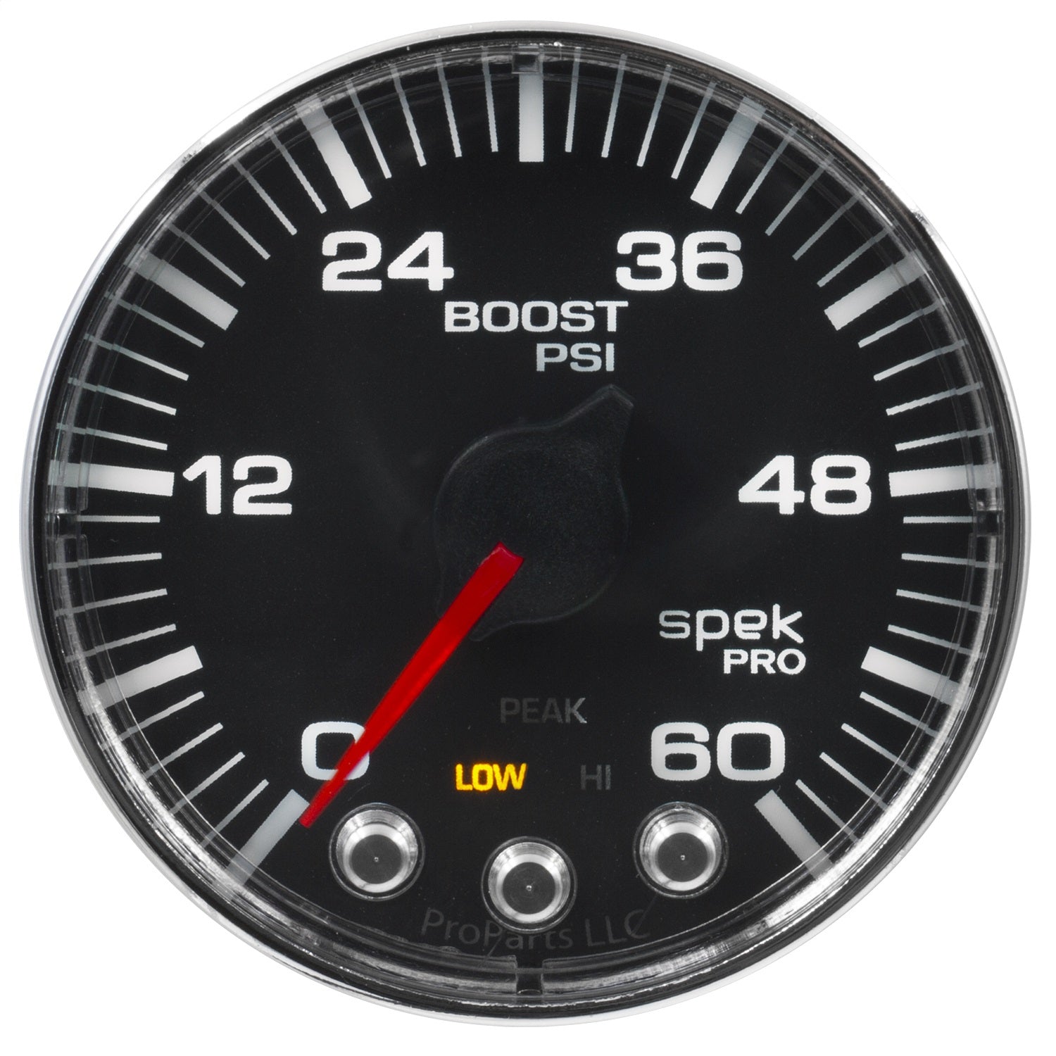 2-1/16" BOOST, 0-60 PSI, SPEK-PRO, BLACK/CHROME