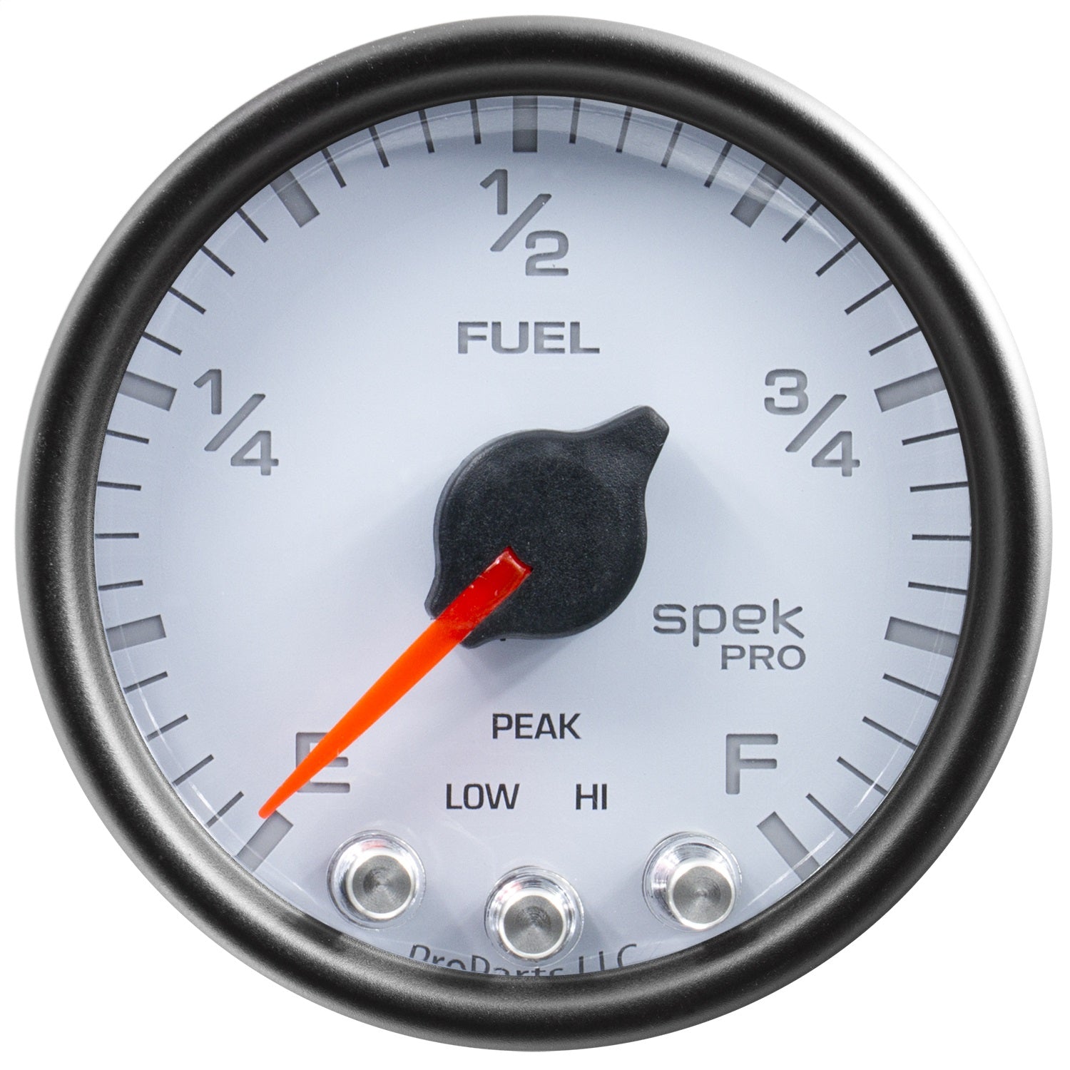 2-1/16" FUEL LEVEL, PROGRAMMABLE 0-300 ?, SPEK-PRO, WHITE/BLACK
