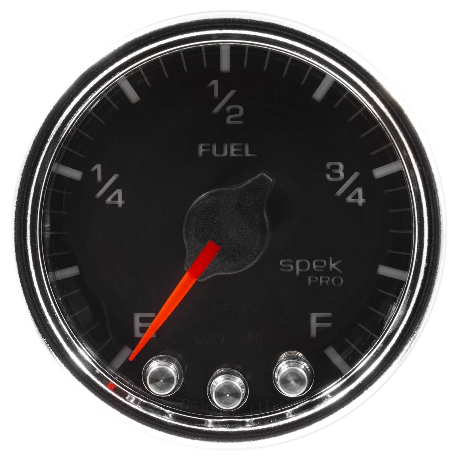 2-1/16" FUEL LEVEL, PROGRAMMABLE 0-300 ?, SPEK-PRO, BLACK/CHROME