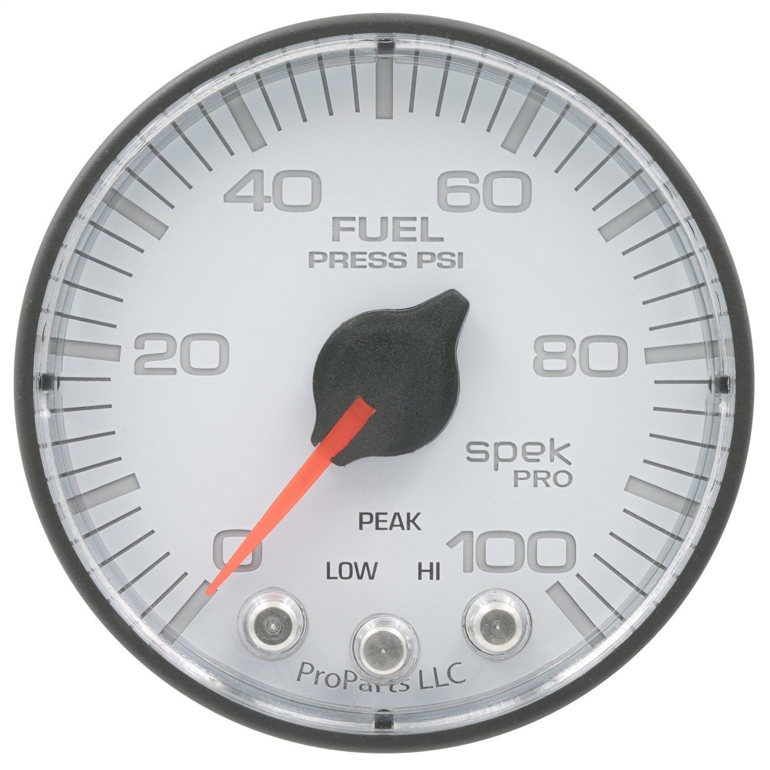 2-1/16" FUEL PRESSURE, 0-100 PSI, SPEK-PRO, WHITE/BLACK
