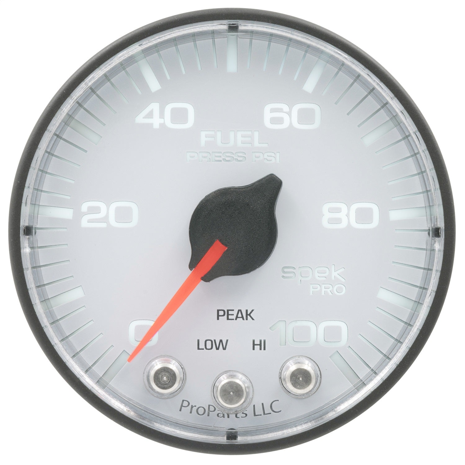 2-1/16" FUEL PRESSURE, 0-100 PSI, SPEK-PRO, WHITE/BLACK