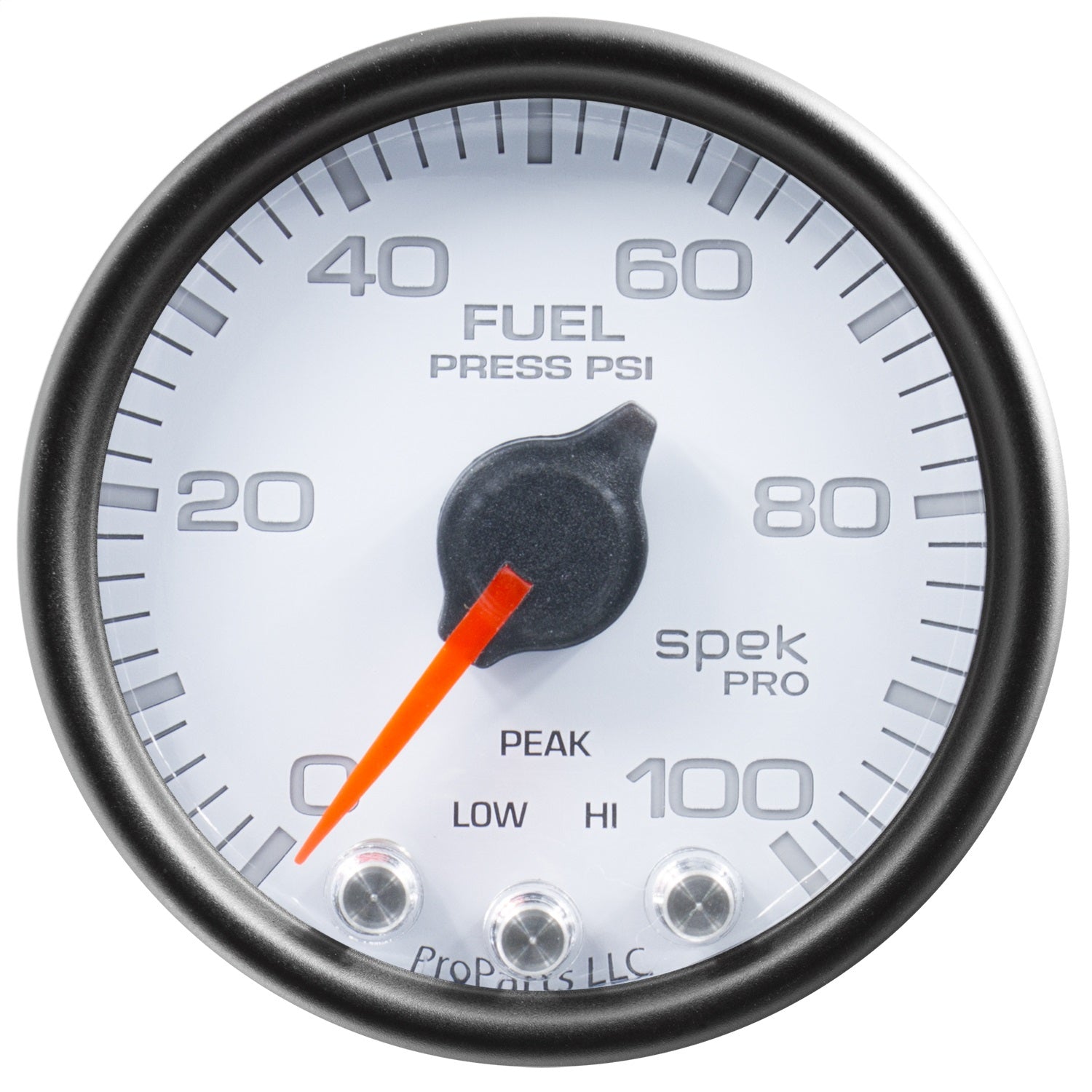 2-1/16" FUEL PRESSURE, 0-100 PSI, SPEK-PRO, WHITE/BLACK