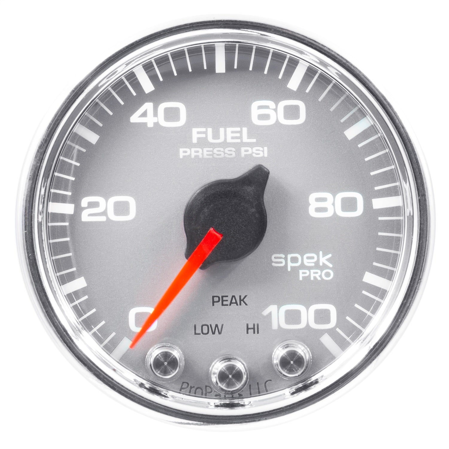2-1/16" FUEL PRESSURE, 0-100 PSI, SPEK-PRO, SILVER/CHROME