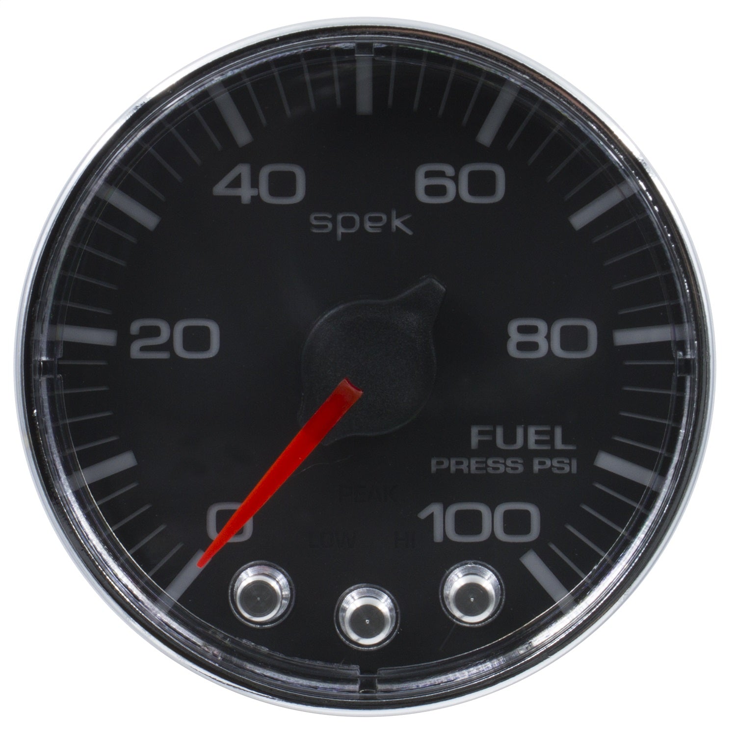 2-1/16" FUEL PRESSURE, 0-100 PSI, SPEK-PRO, BLACK/CHROME