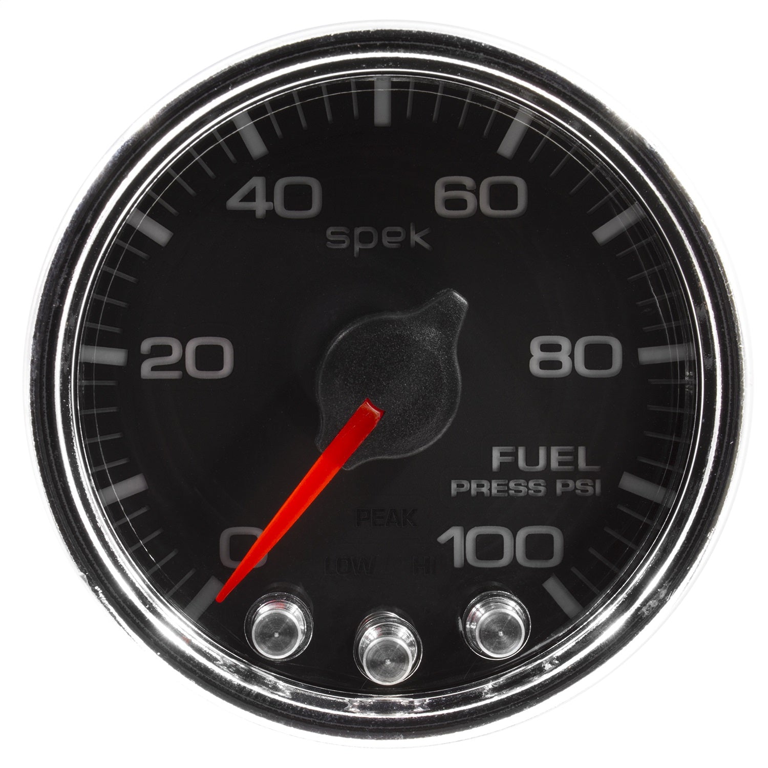 2-1/16" FUEL PRESSURE, 0-100 PSI, SPEK-PRO, BLACK/CHROME
