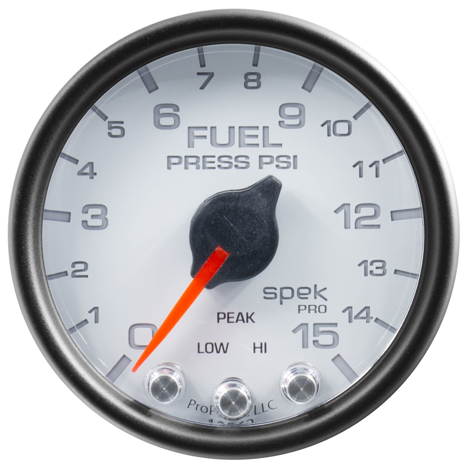 2-1/16" FUEL PRESSURE, 0-15 PSI, SPEK-PRO, WHITE/BLACK