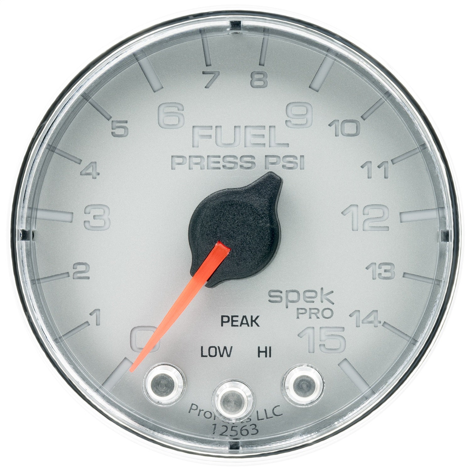 2-1/16" FUEL PRESSURE, 0-15 PSI, SPEK-PRO, SILVER/CHROME