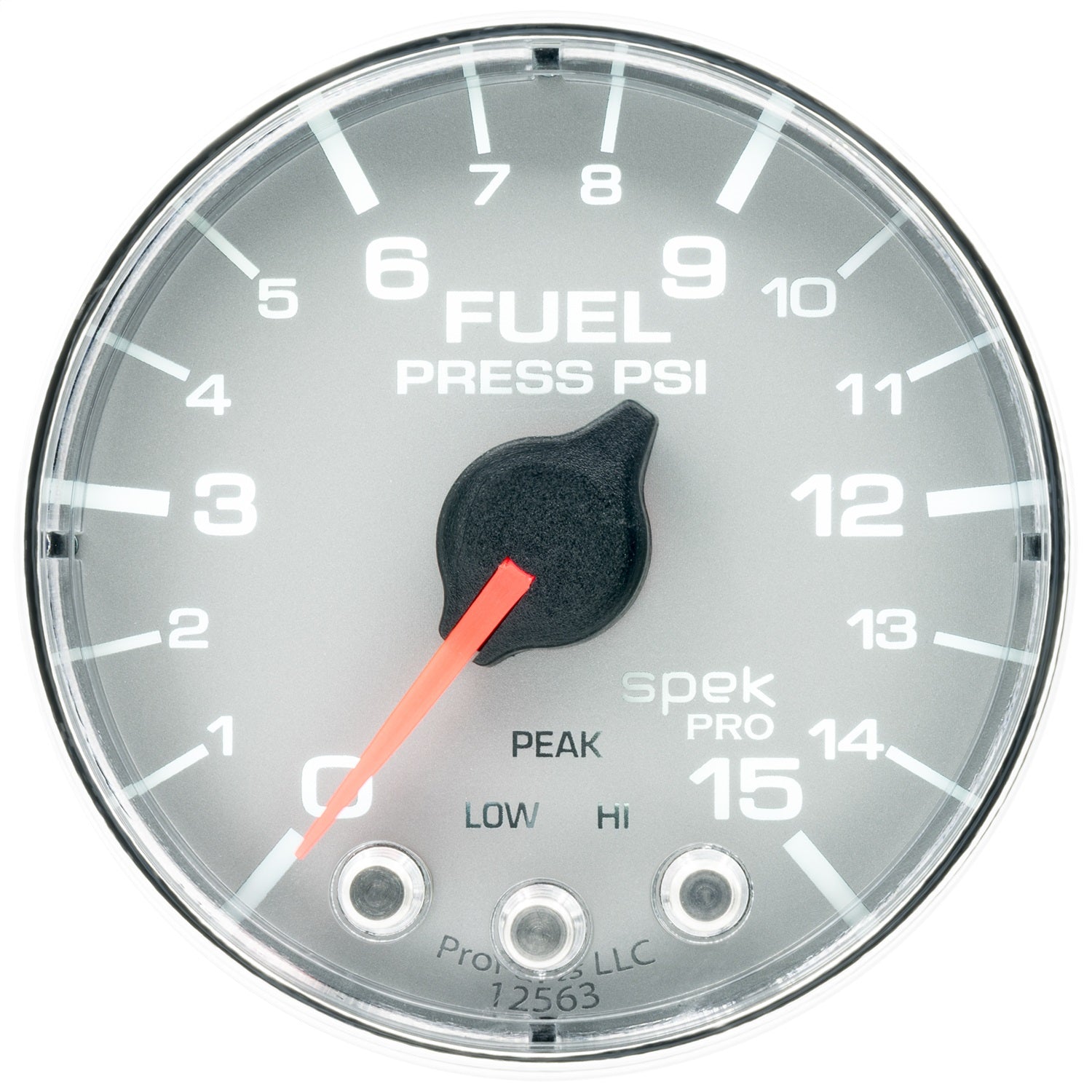 2-1/16" FUEL PRESSURE, 0-15 PSI, SPEK-PRO, SILVER/CHROME
