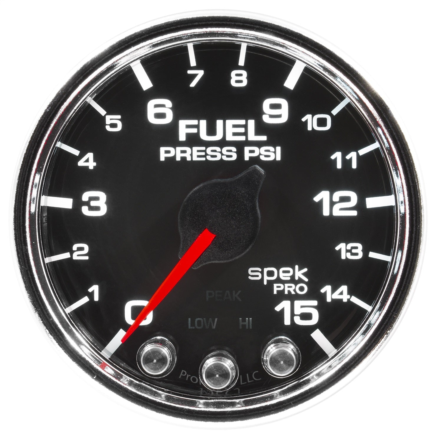 2-1/16" FUEL PRESSURE, 0-15 PSI, SPEK-PRO, BLACK/CHROME