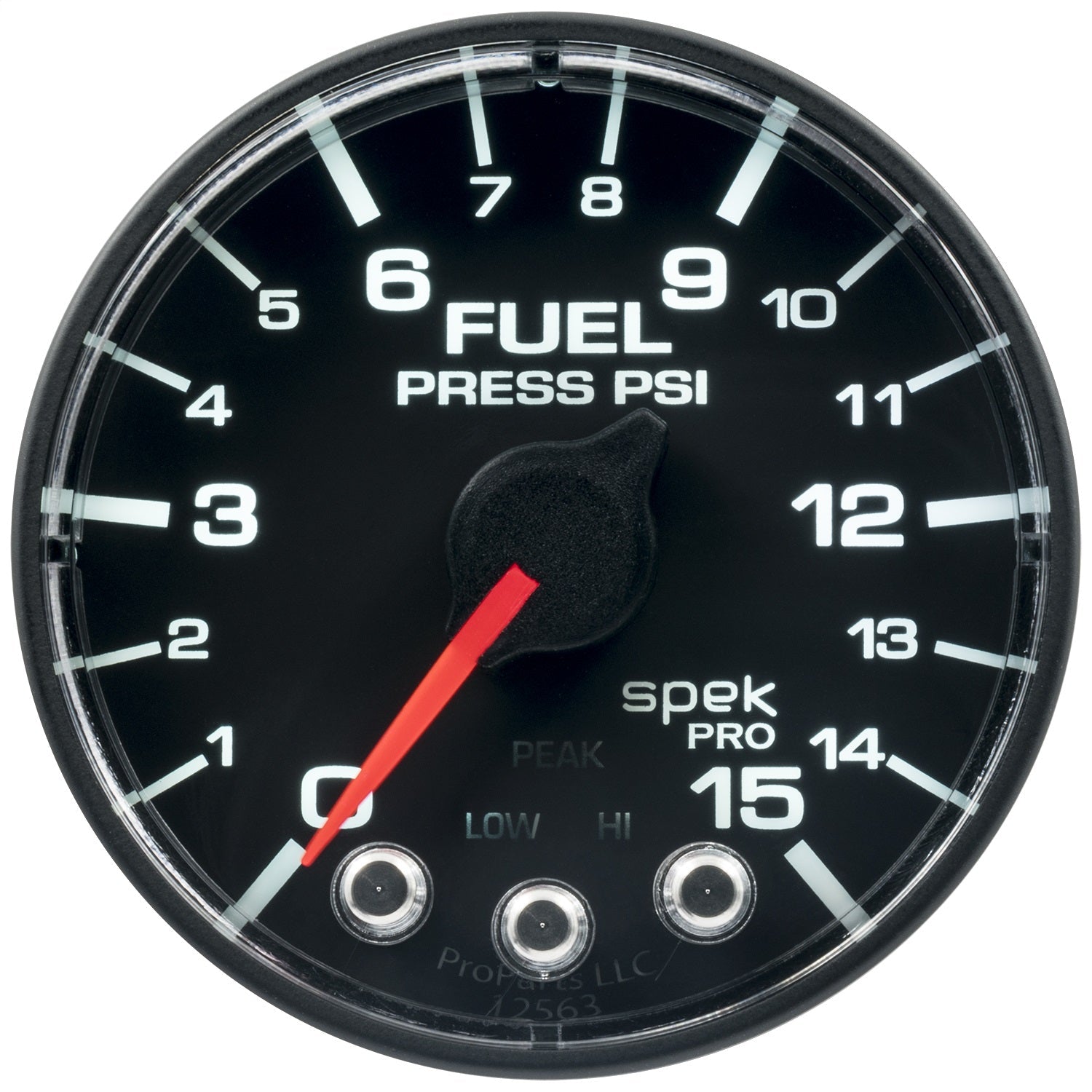 2-1/16" FUEL PRESSURE, 0-15 PSI, SPEK-PRO, BLACK/BLACK