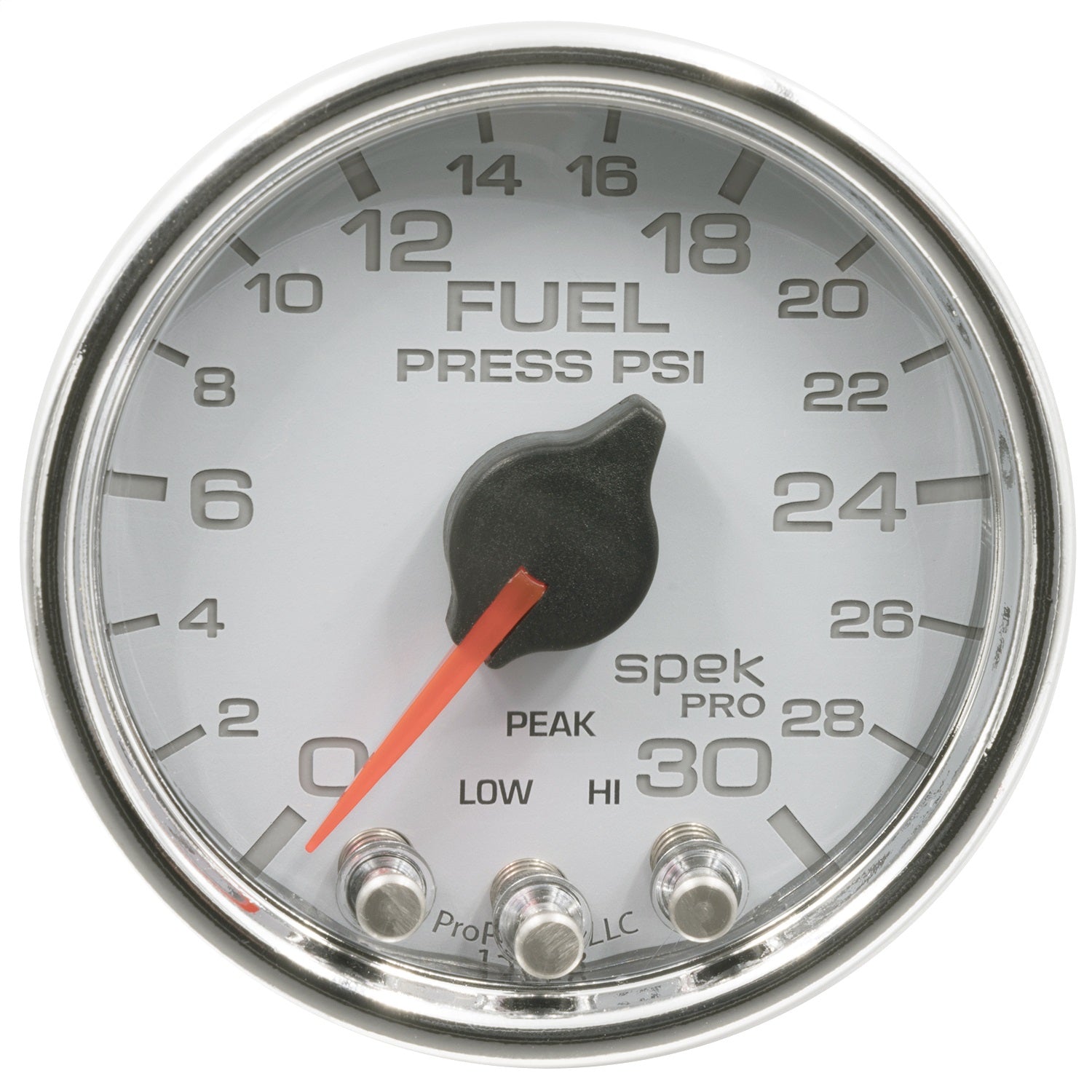 2-1/16" FUEL PRESSURE, 0-30 PSI, SPEK-PRO, WHITE/CHROME