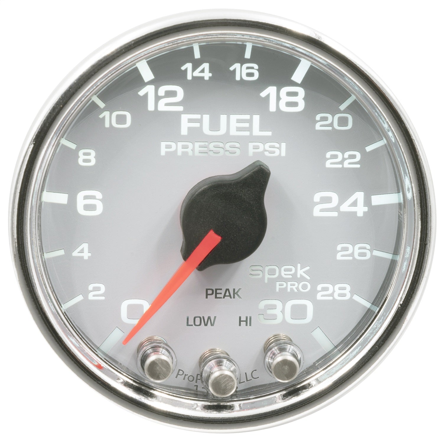 2-1/16" FUEL PRESSURE, 0-30 PSI, SPEK-PRO, WHITE/CHROME