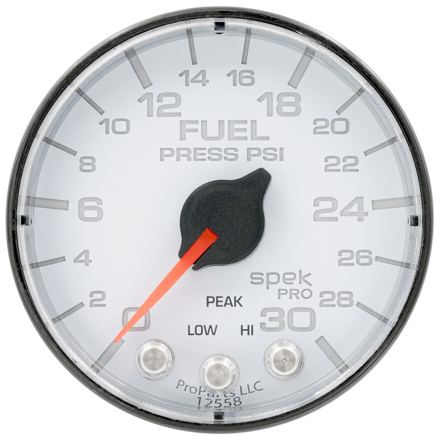 2-1/16" FUEL PRESSURE, 0-30 PSI, SPEK-PRO, WHITE/BLACK