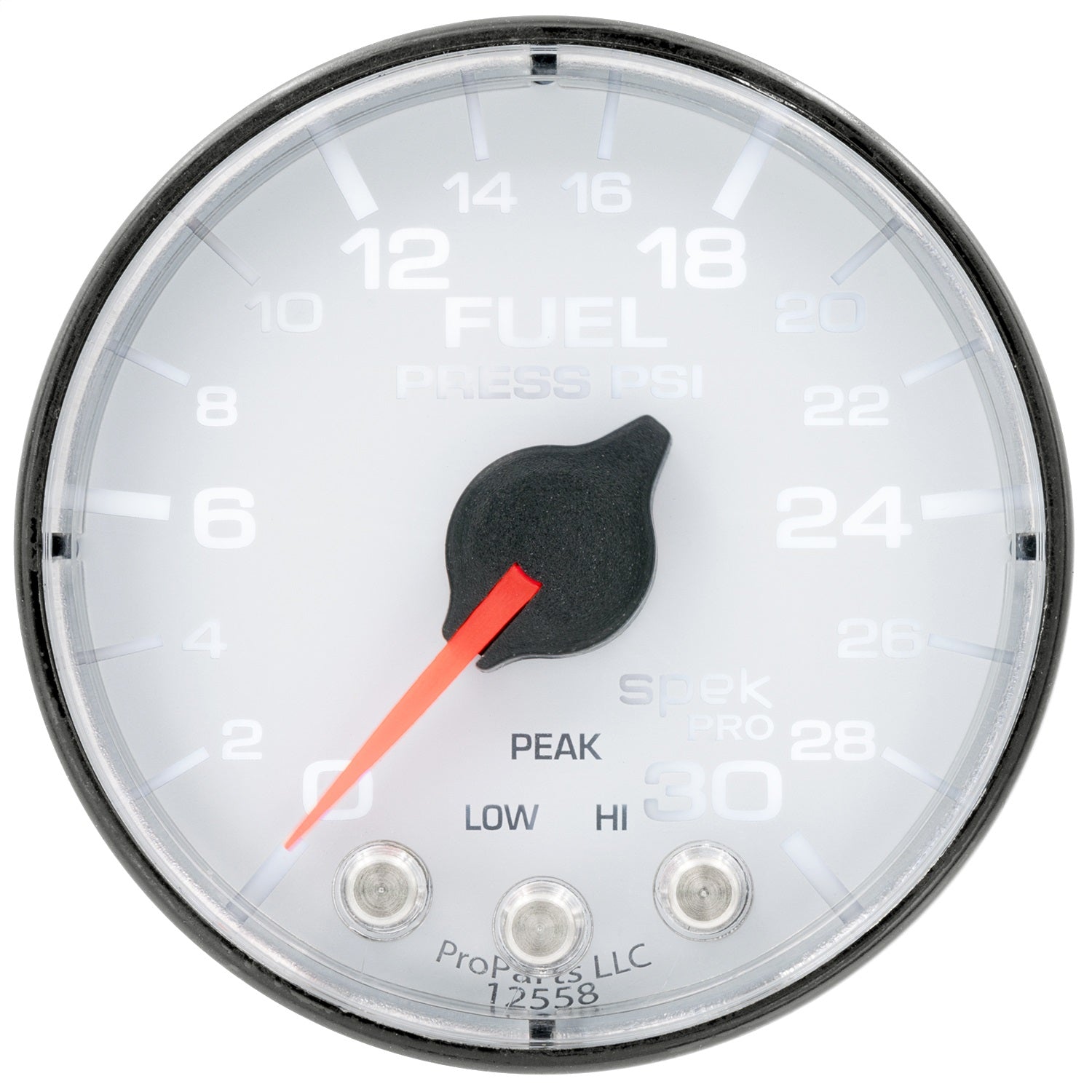 2-1/16" FUEL PRESSURE, 0-30 PSI, SPEK-PRO, WHITE/BLACK